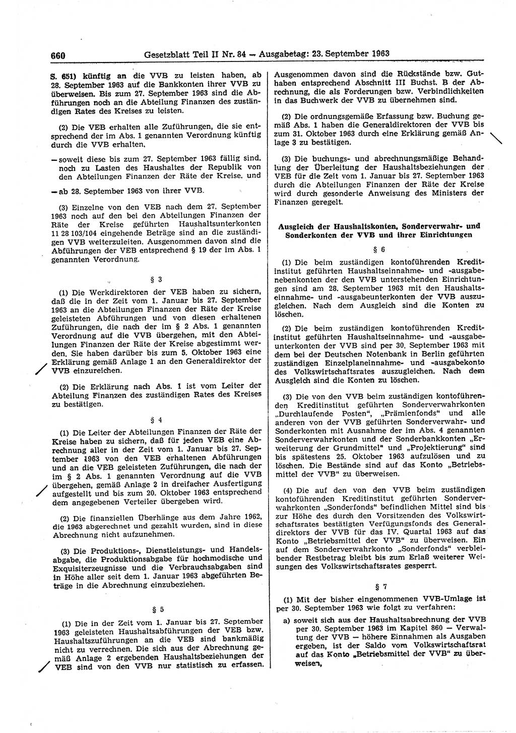 Gesetzblatt (GBl.) der Deutschen Demokratischen Republik (DDR) Teil ⅠⅠ 1963, Seite 660 (GBl. DDR ⅠⅠ 1963, S. 660)