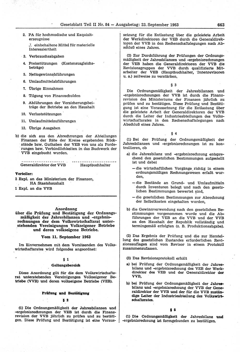 Gesetzblatt (GBl.) der Deutschen Demokratischen Republik (DDR) Teil ⅠⅠ 1963, Seite 663 (GBl. DDR ⅠⅠ 1963, S. 663)