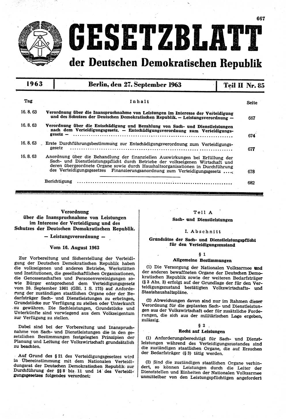 Gesetzblatt (GBl.) der Deutschen Demokratischen Republik (DDR) Teil ⅠⅠ 1963, Seite 667 (GBl. DDR ⅠⅠ 1963, S. 667)