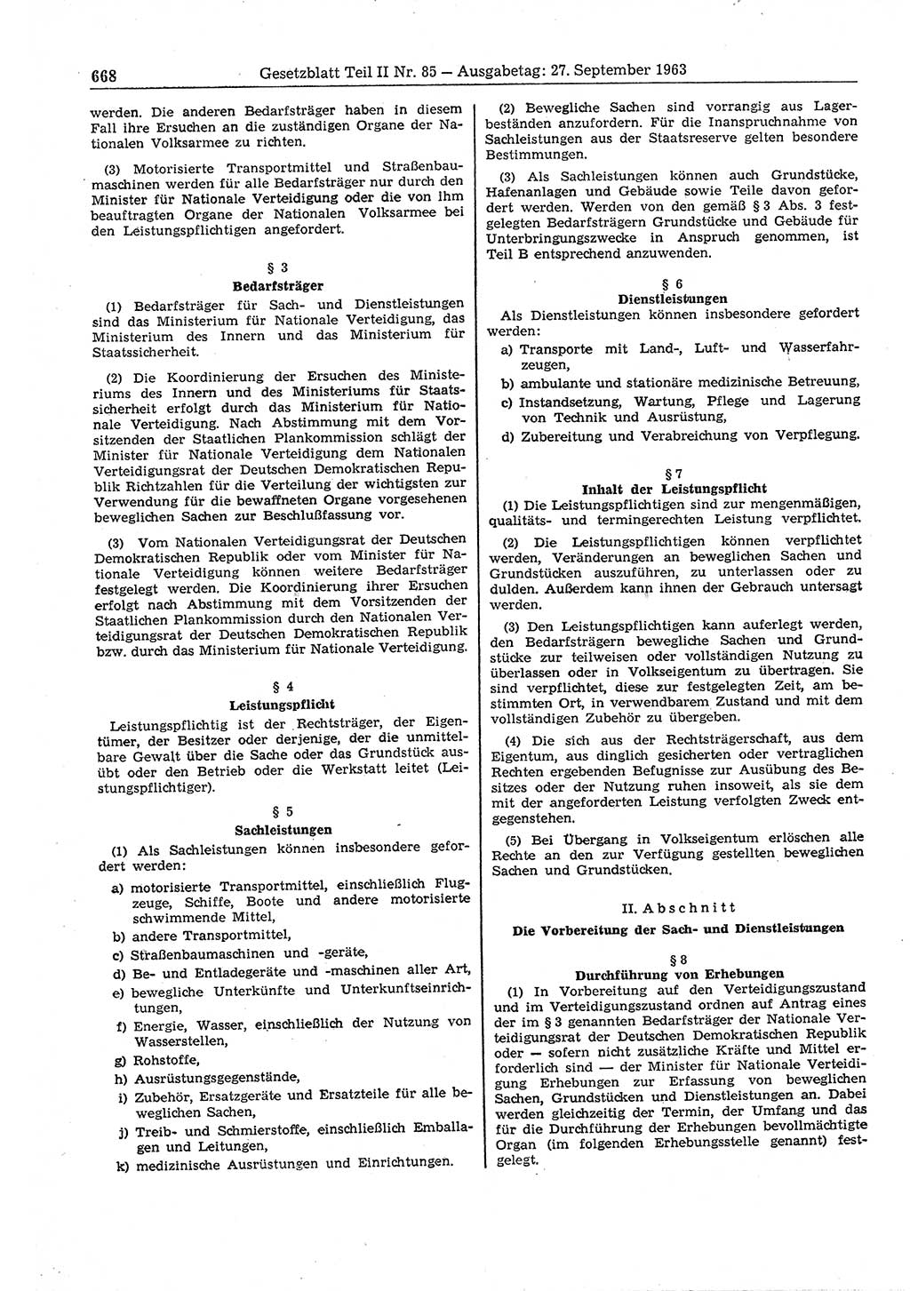 Gesetzblatt (GBl.) der Deutschen Demokratischen Republik (DDR) Teil ⅠⅠ 1963, Seite 668 (GBl. DDR ⅠⅠ 1963, S. 668)