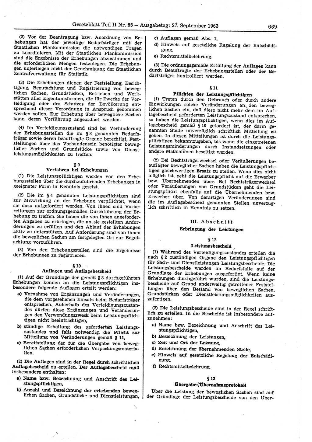 Gesetzblatt (GBl.) der Deutschen Demokratischen Republik (DDR) Teil ⅠⅠ 1963, Seite 669 (GBl. DDR ⅠⅠ 1963, S. 669)