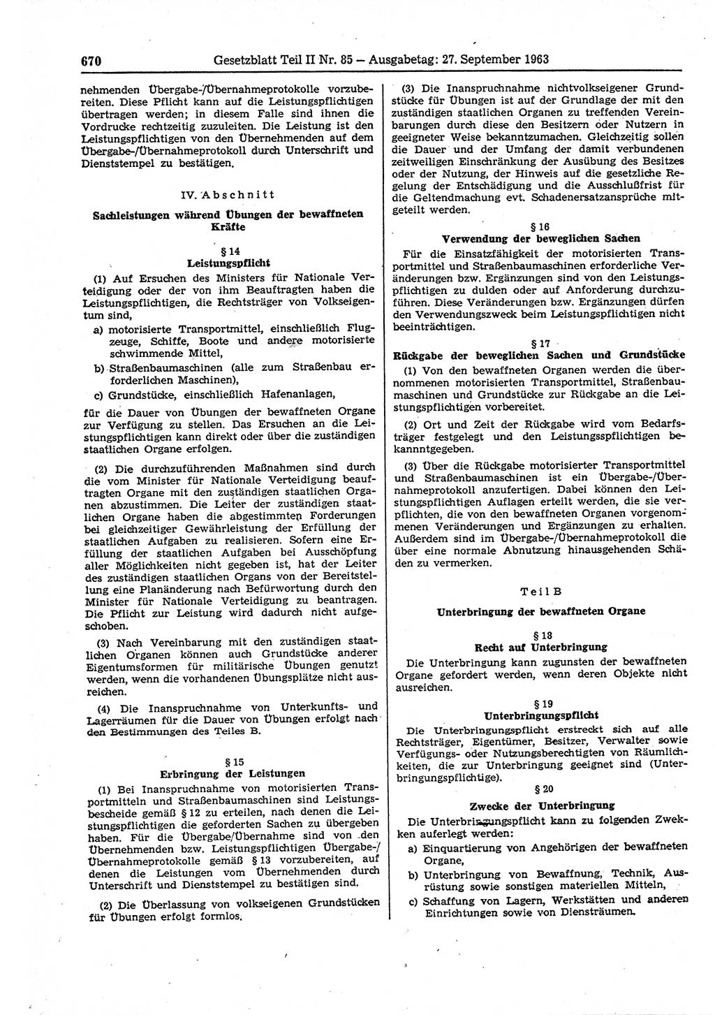 Gesetzblatt (GBl.) der Deutschen Demokratischen Republik (DDR) Teil ⅠⅠ 1963, Seite 670 (GBl. DDR ⅠⅠ 1963, S. 670)