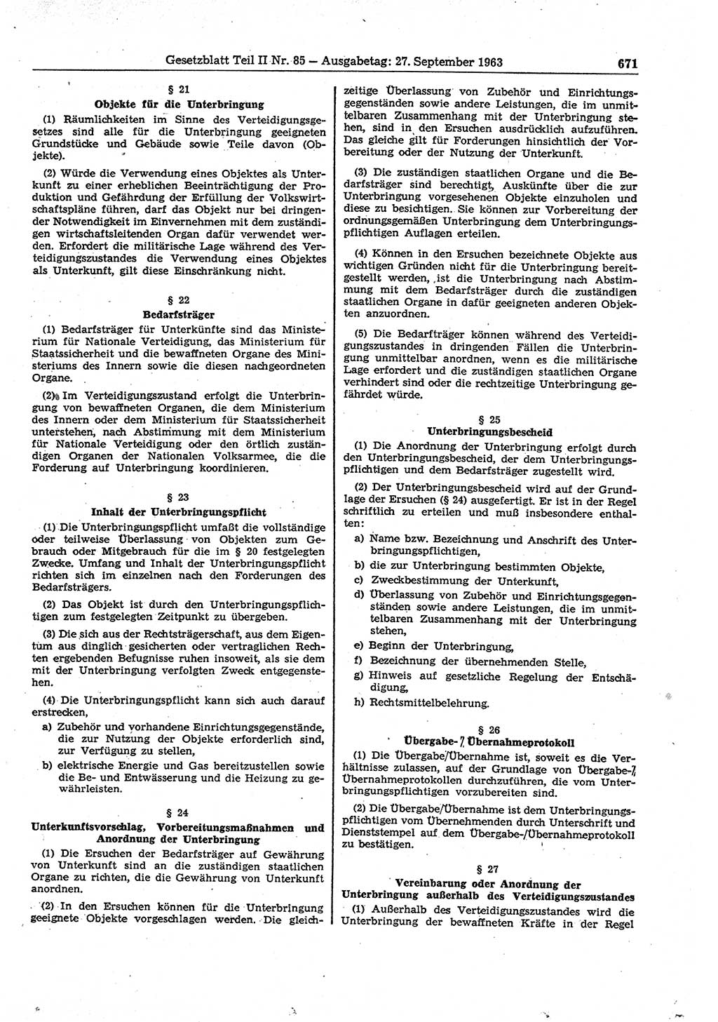 Gesetzblatt (GBl.) der Deutschen Demokratischen Republik (DDR) Teil ⅠⅠ 1963, Seite 671 (GBl. DDR ⅠⅠ 1963, S. 671)