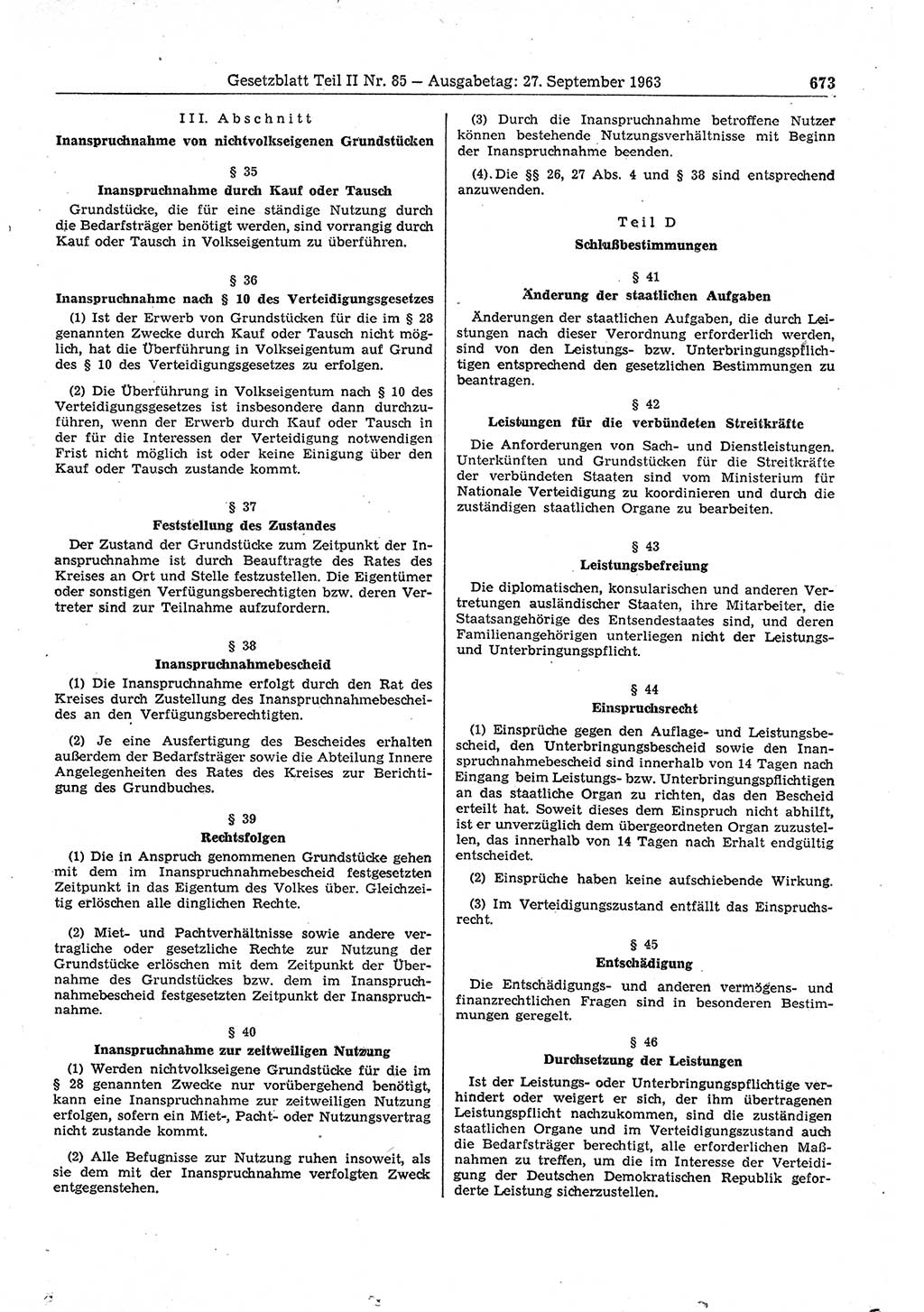 Gesetzblatt (GBl.) der Deutschen Demokratischen Republik (DDR) Teil ⅠⅠ 1963, Seite 673 (GBl. DDR ⅠⅠ 1963, S. 673)