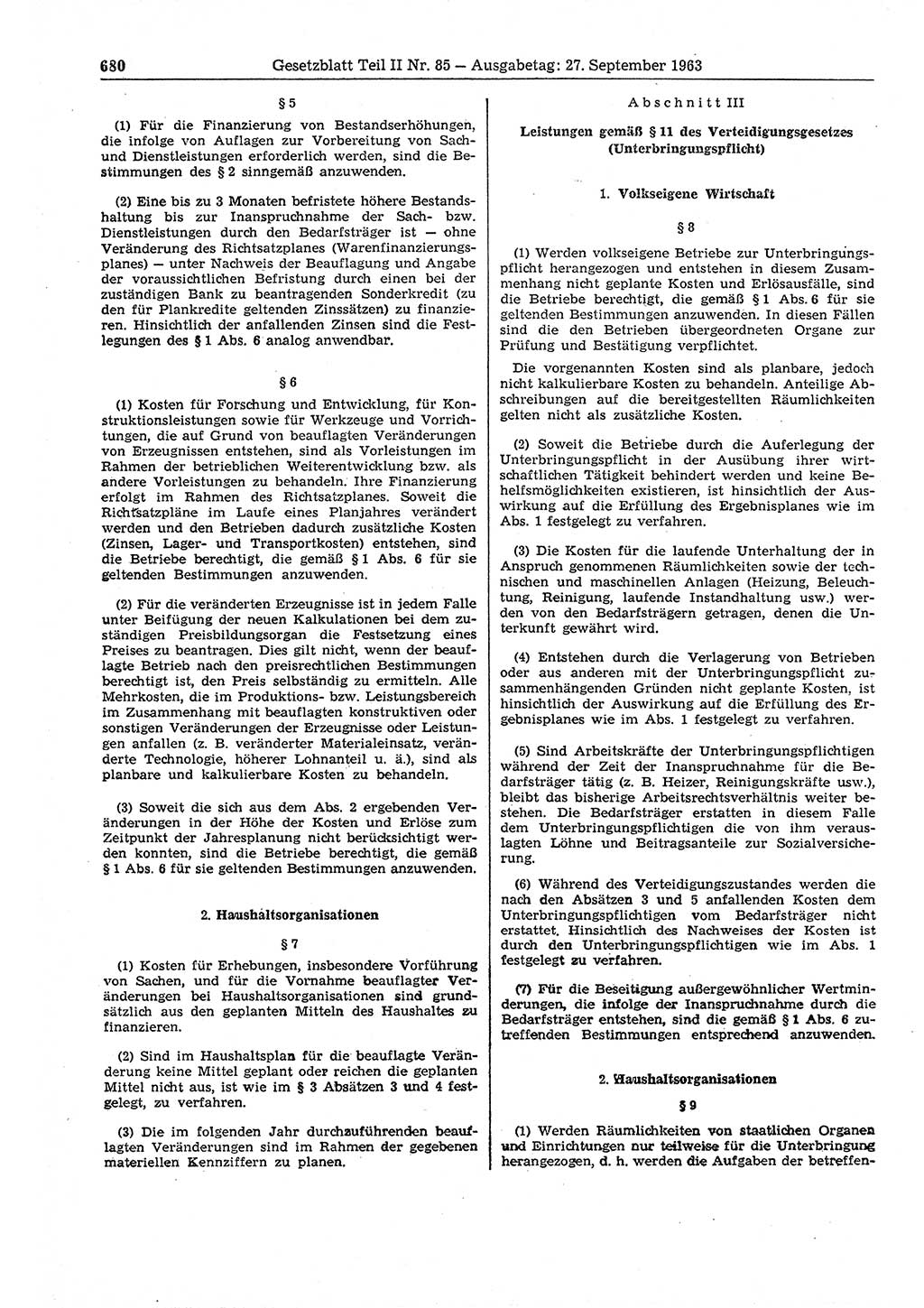 Gesetzblatt (GBl.) der Deutschen Demokratischen Republik (DDR) Teil ⅠⅠ 1963, Seite 680 (GBl. DDR ⅠⅠ 1963, S. 680)
