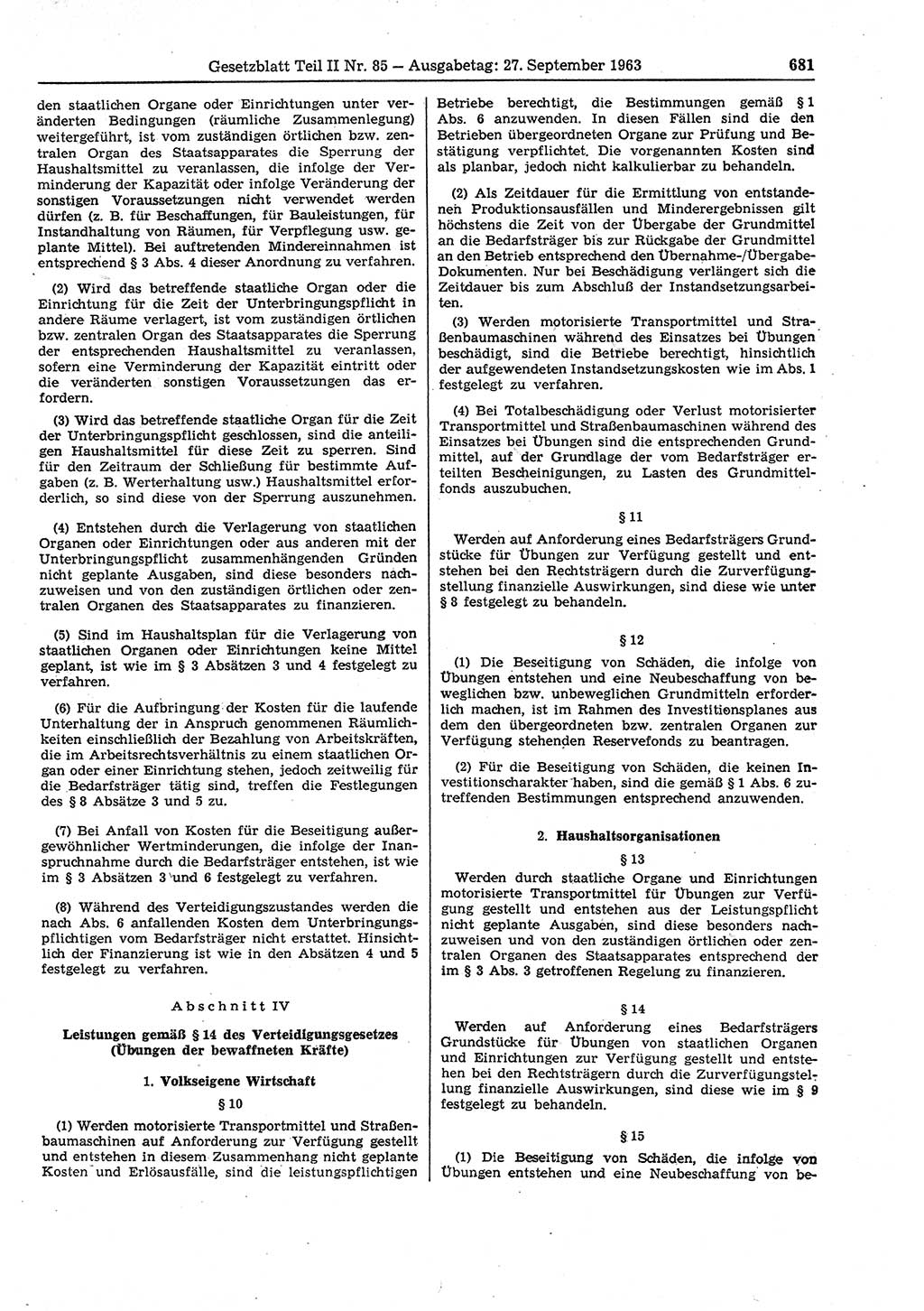 Gesetzblatt (GBl.) der Deutschen Demokratischen Republik (DDR) Teil ⅠⅠ 1963, Seite 681 (GBl. DDR ⅠⅠ 1963, S. 681)