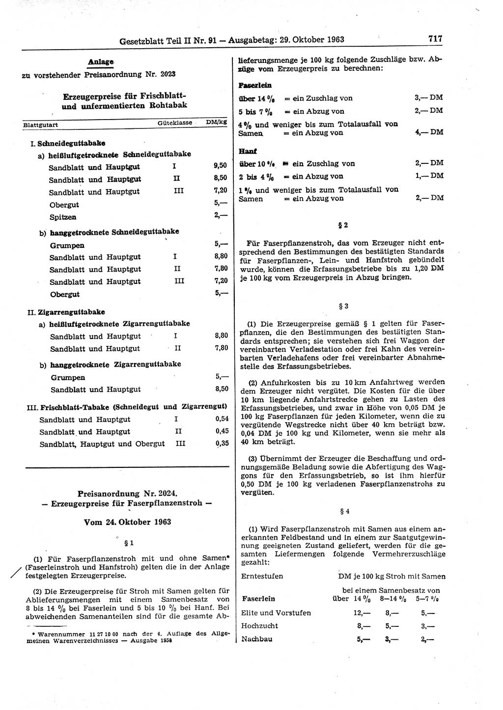 Gesetzblatt (GBl.) der Deutschen Demokratischen Republik (DDR) Teil ⅠⅠ 1963, Seite 717 (GBl. DDR ⅠⅠ 1963, S. 717)