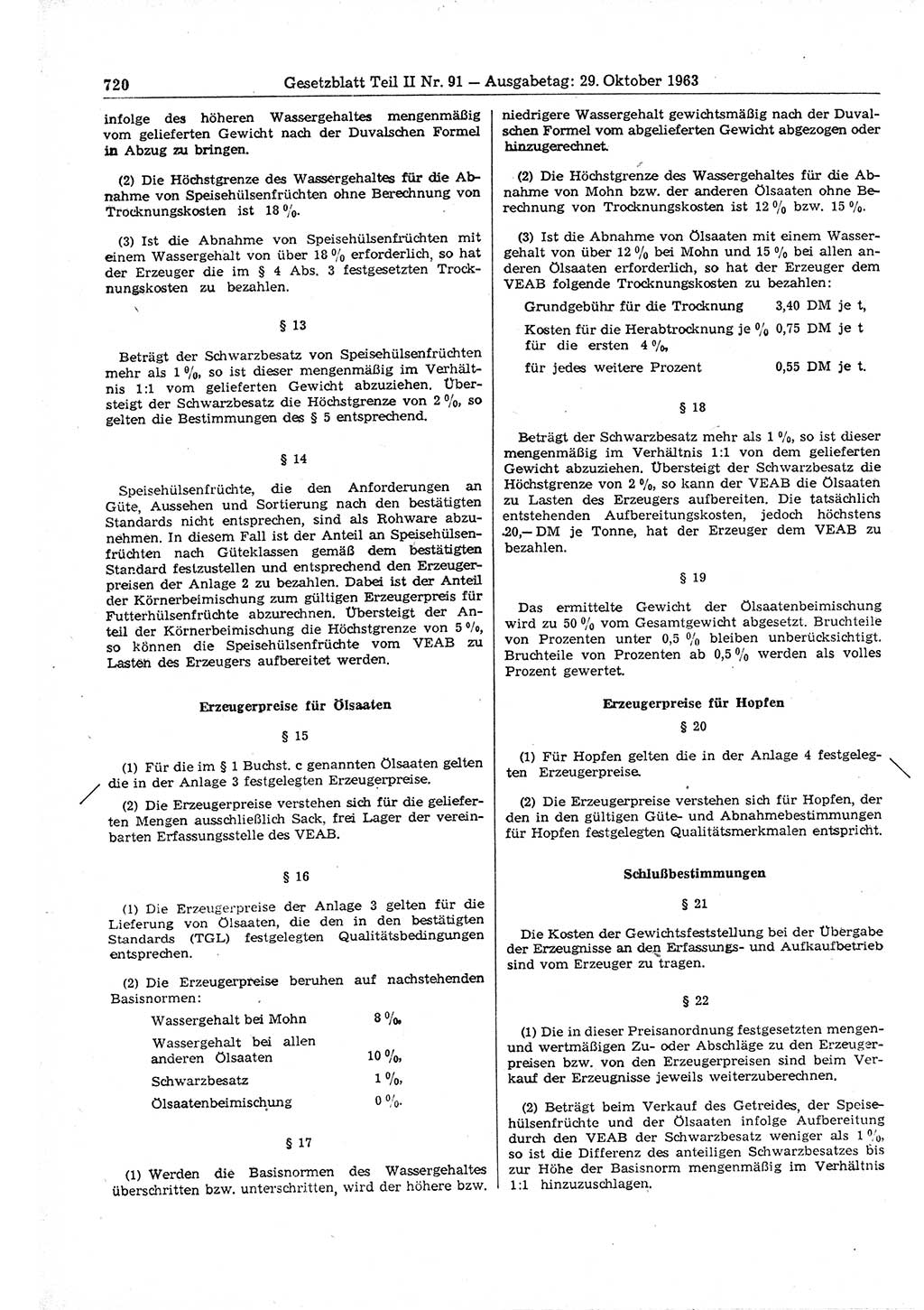 Gesetzblatt (GBl.) der Deutschen Demokratischen Republik (DDR) Teil ⅠⅠ 1963, Seite 720 (GBl. DDR ⅠⅠ 1963, S. 720)