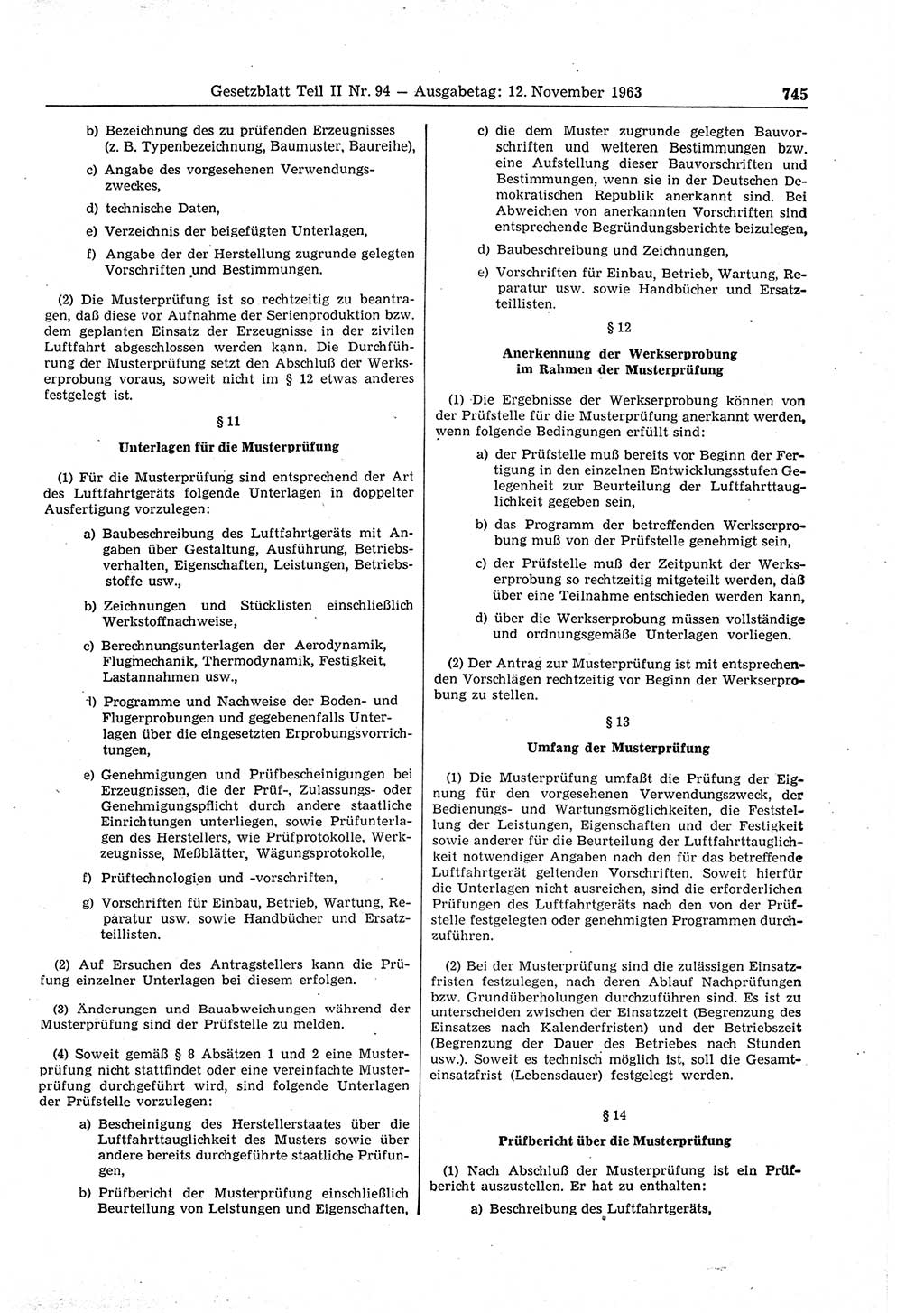 Gesetzblatt (GBl.) der Deutschen Demokratischen Republik (DDR) Teil ⅠⅠ 1963, Seite 745 (GBl. DDR ⅠⅠ 1963, S. 745)