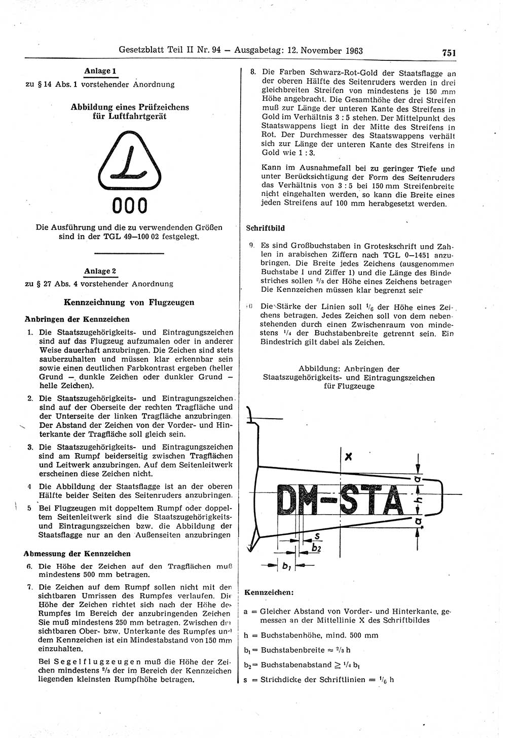 Gesetzblatt (GBl.) der Deutschen Demokratischen Republik (DDR) Teil ⅠⅠ 1963, Seite 751 (GBl. DDR ⅠⅠ 1963, S. 751)