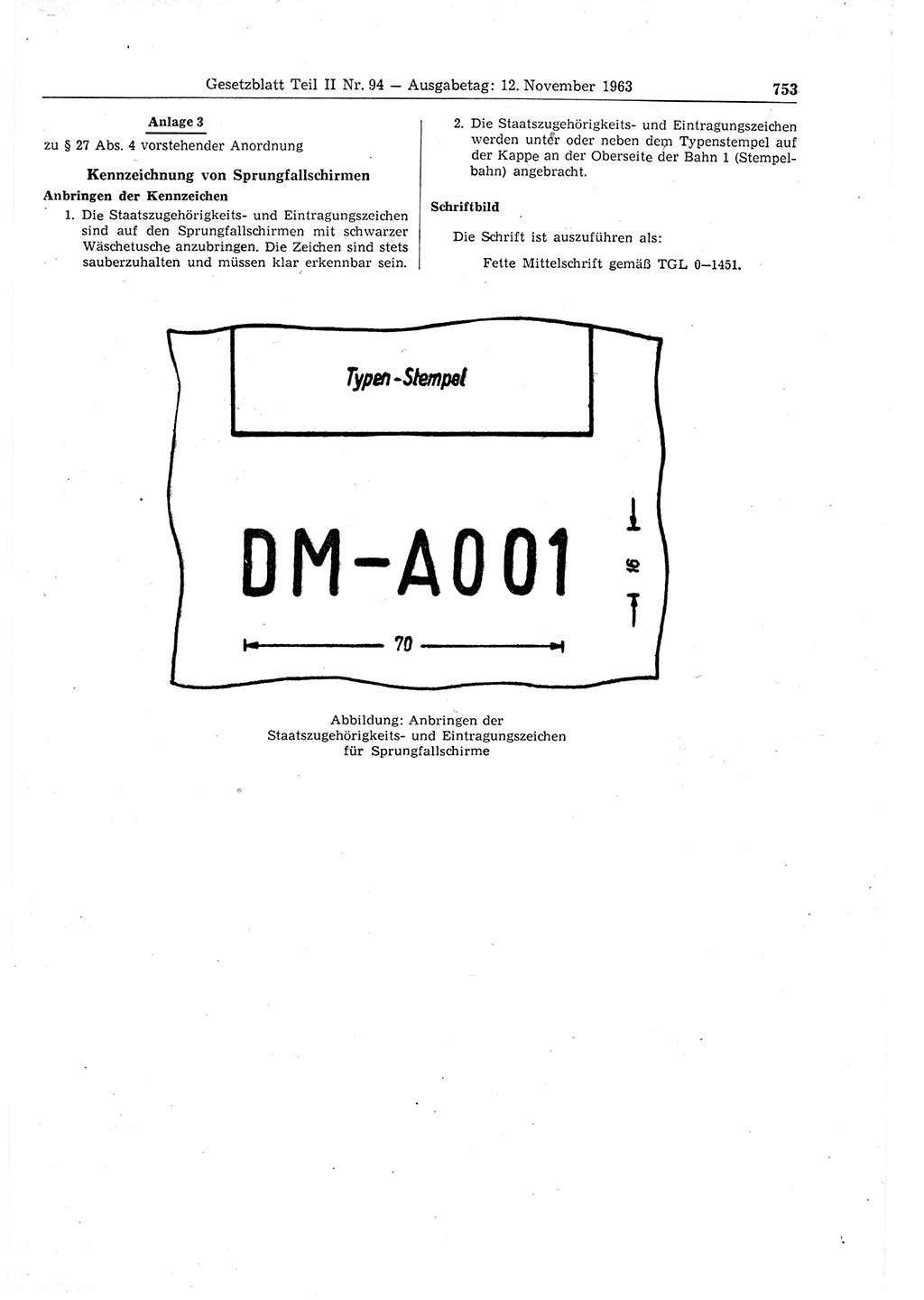 Gesetzblatt (GBl.) der Deutschen Demokratischen Republik (DDR) Teil ⅠⅠ 1963, Seite 753 (GBl. DDR ⅠⅠ 1963, S. 753)