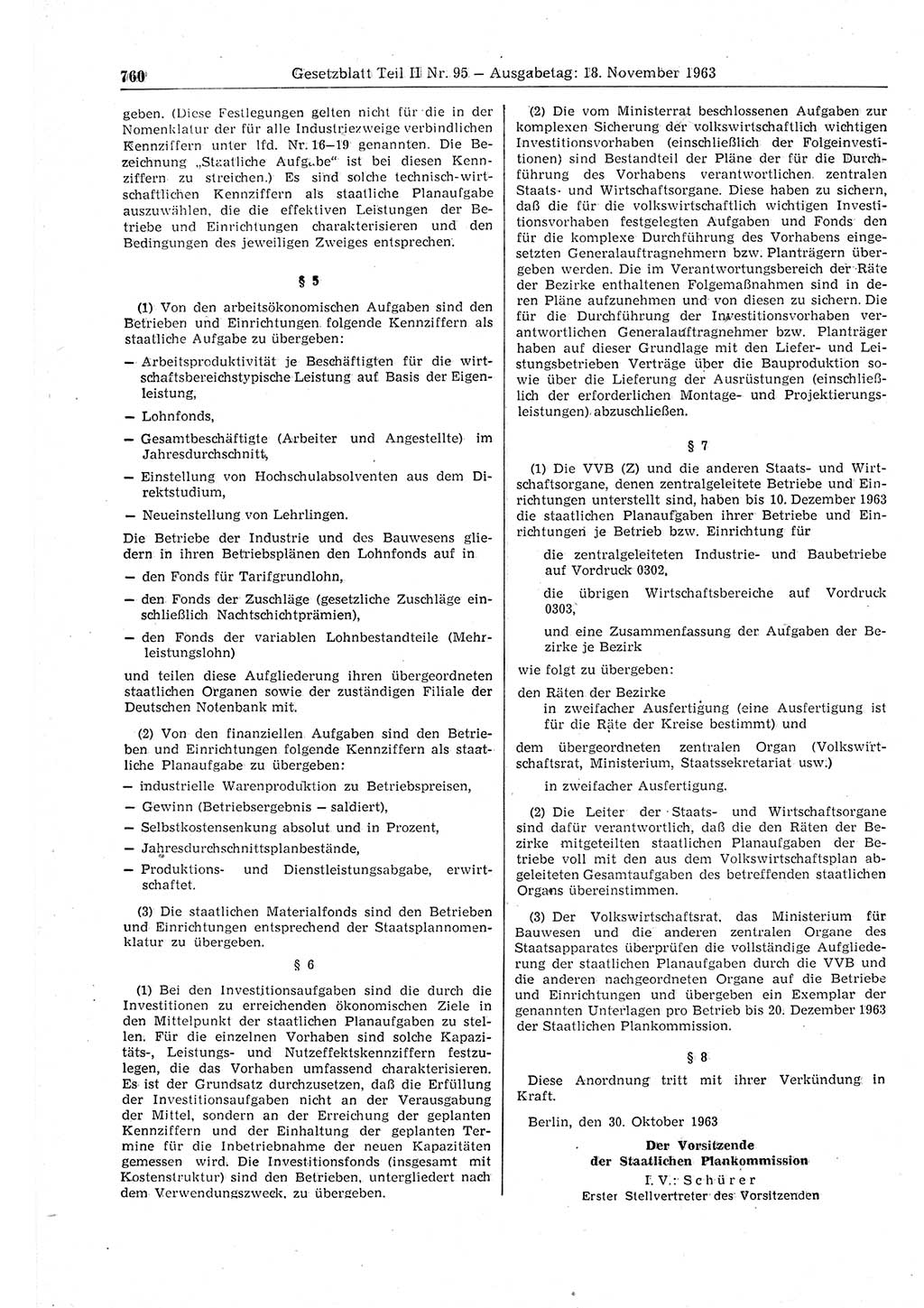 Gesetzblatt (GBl.) der Deutschen Demokratischen Republik (DDR) Teil ⅠⅠ 1963, Seite 760 (GBl. DDR ⅠⅠ 1963, S. 760)