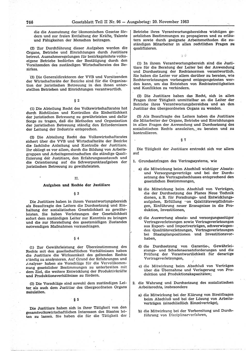 Gesetzblatt (GBl.) der Deutschen Demokratischen Republik (DDR) Teil ⅠⅠ 1963, Seite 766 (GBl. DDR ⅠⅠ 1963, S. 766)
