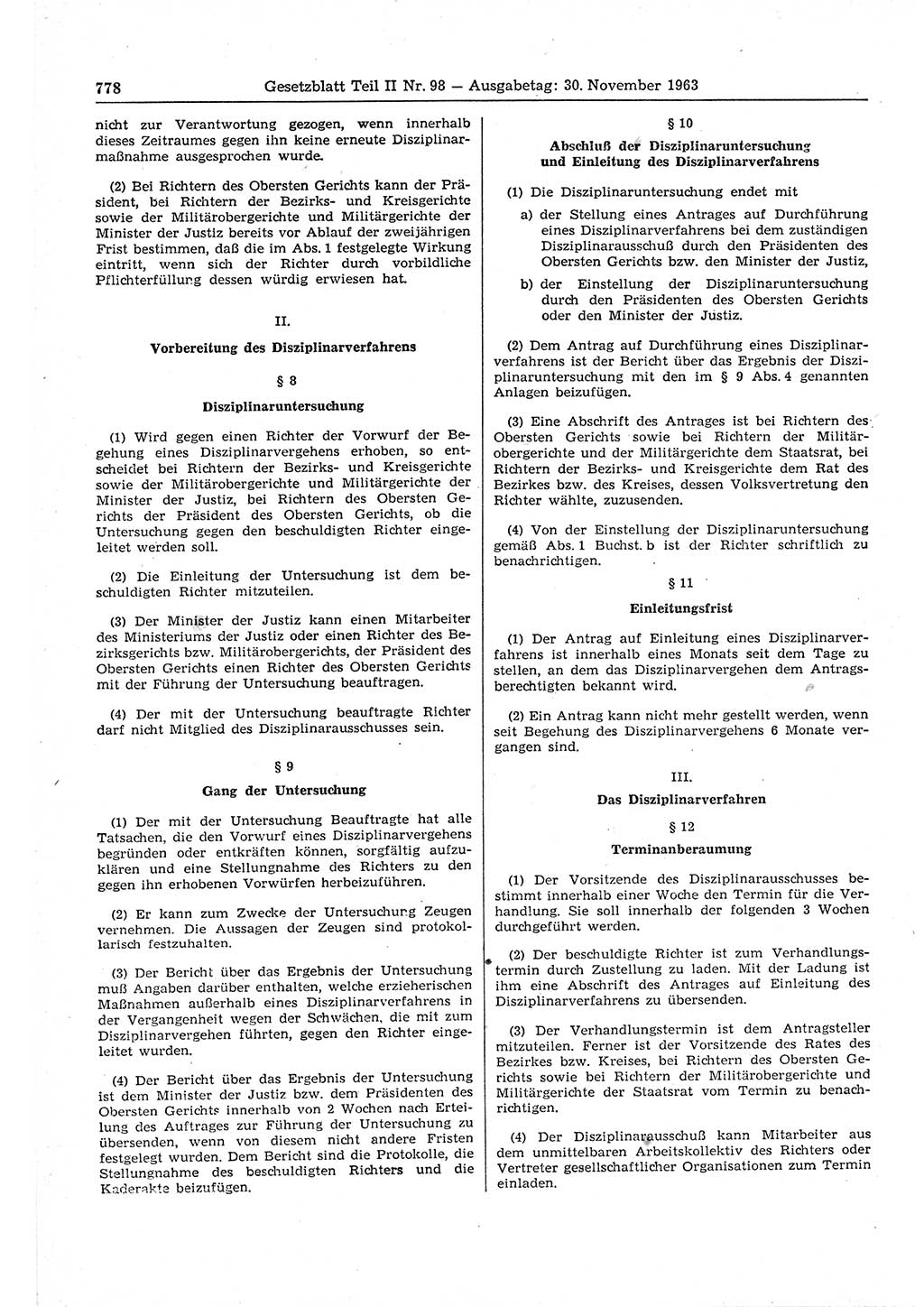 Gesetzblatt (GBl.) der Deutschen Demokratischen Republik (DDR) Teil ⅠⅠ 1963, Seite 778 (GBl. DDR ⅠⅠ 1963, S. 778)