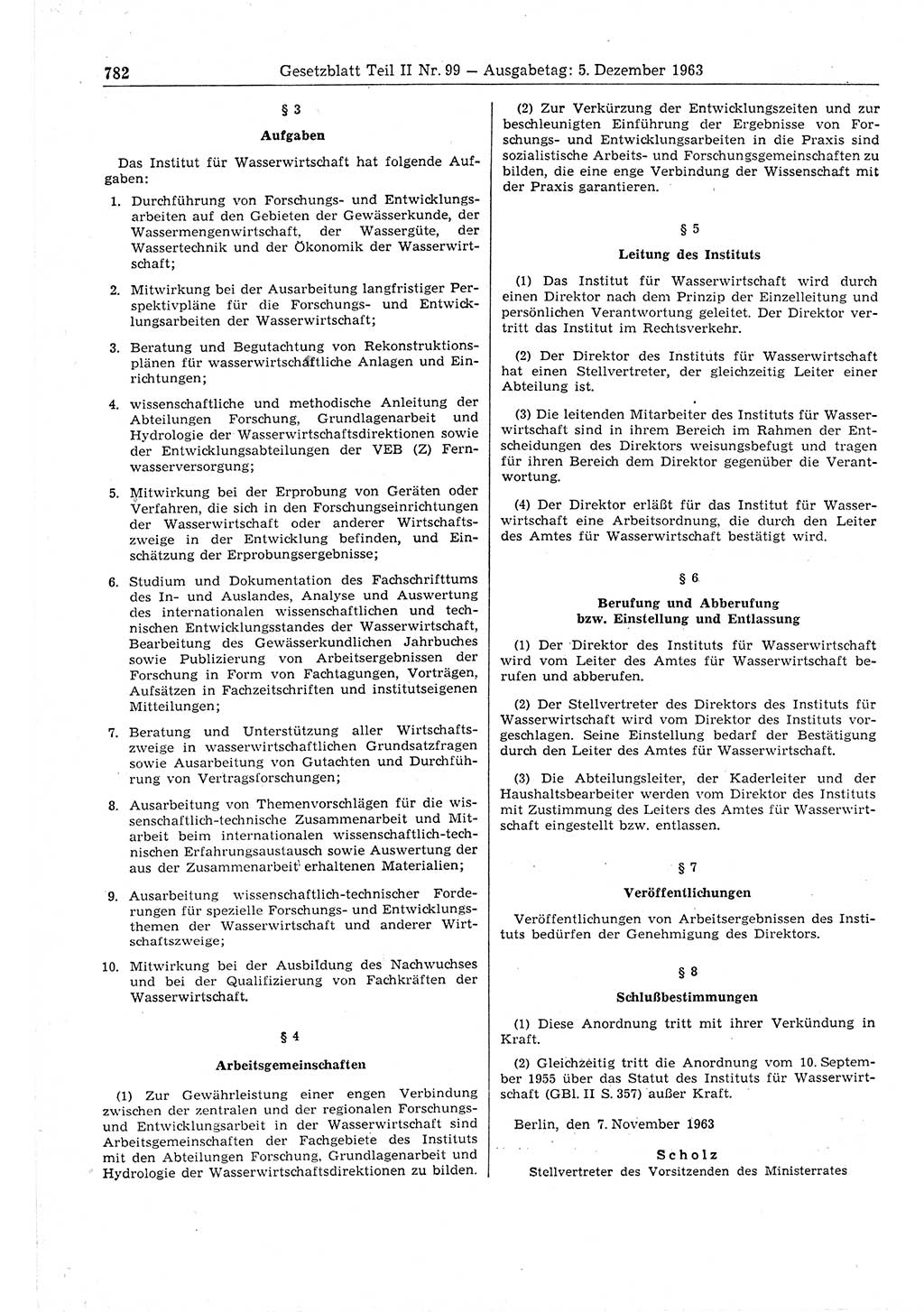 Gesetzblatt (GBl.) der Deutschen Demokratischen Republik (DDR) Teil ⅠⅠ 1963, Seite 782 (GBl. DDR ⅠⅠ 1963, S. 782)