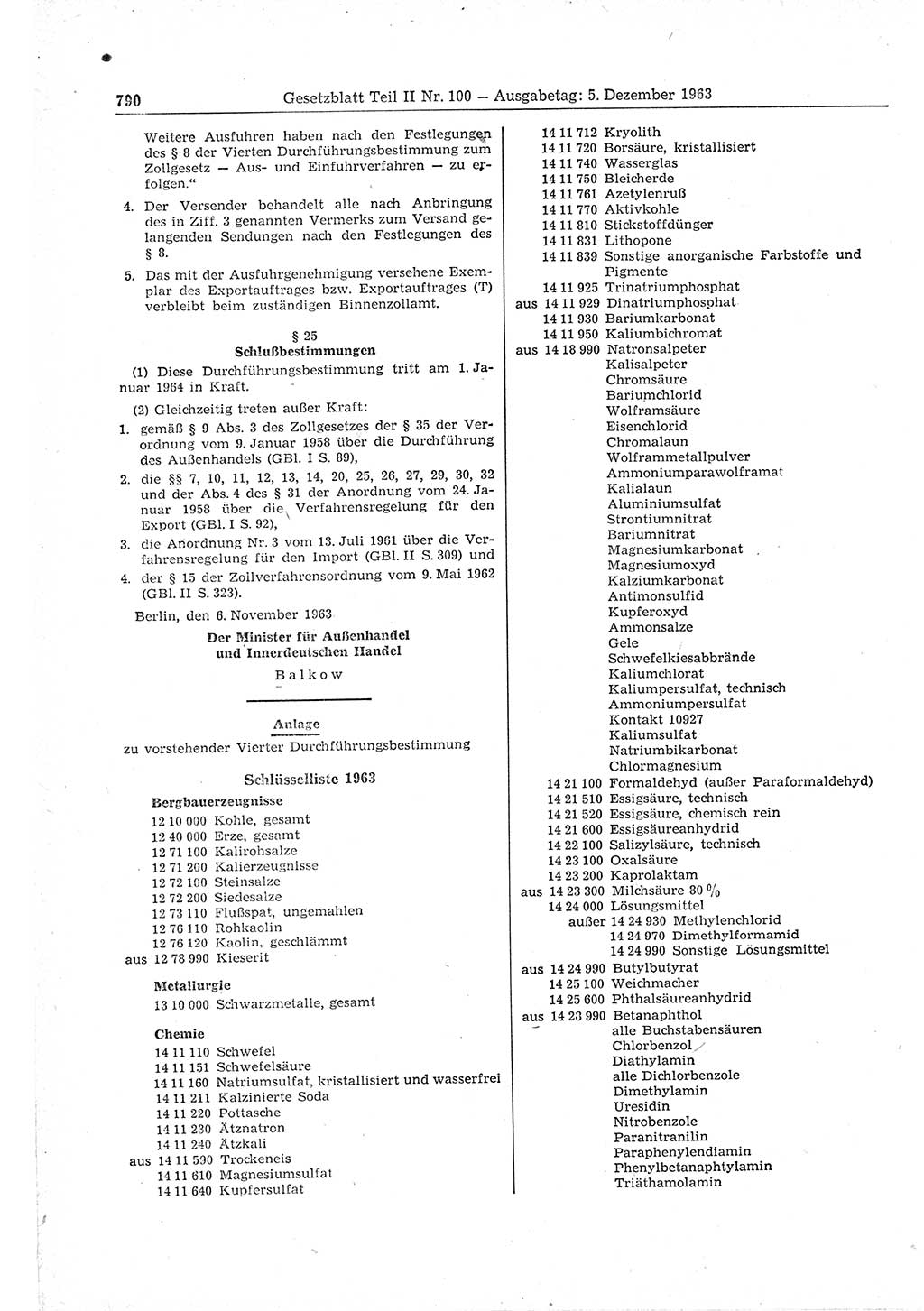 Gesetzblatt (GBl.) der Deutschen Demokratischen Republik (DDR) Teil ⅠⅠ 1963, Seite 790 (GBl. DDR ⅠⅠ 1963, S. 790)