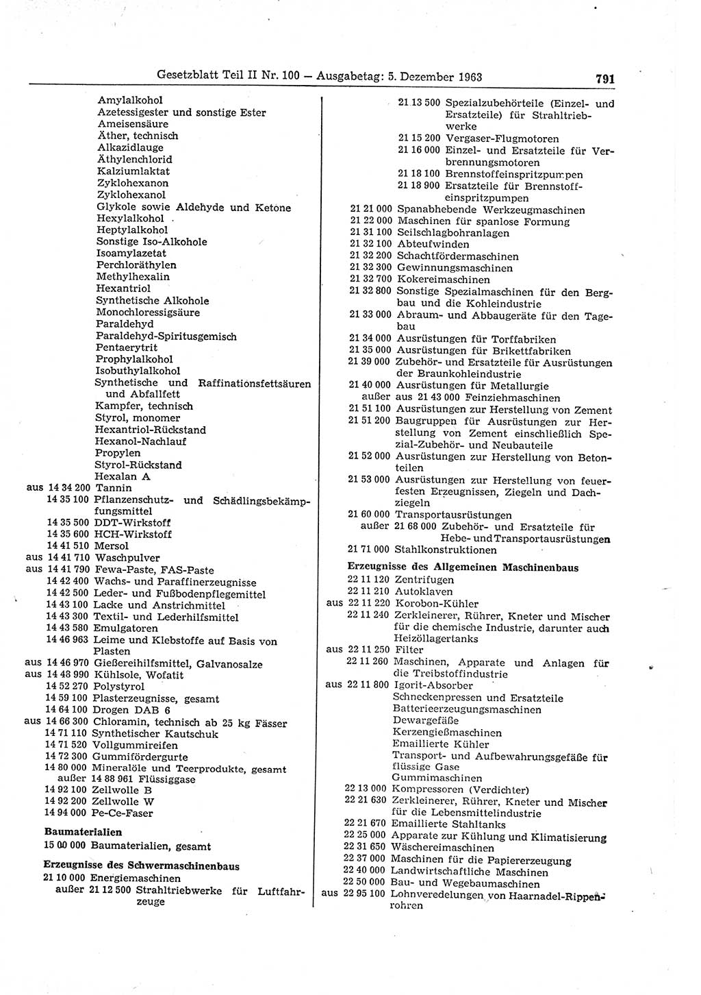 Gesetzblatt (GBl.) der Deutschen Demokratischen Republik (DDR) Teil ⅠⅠ 1963, Seite 791 (GBl. DDR ⅠⅠ 1963, S. 791)