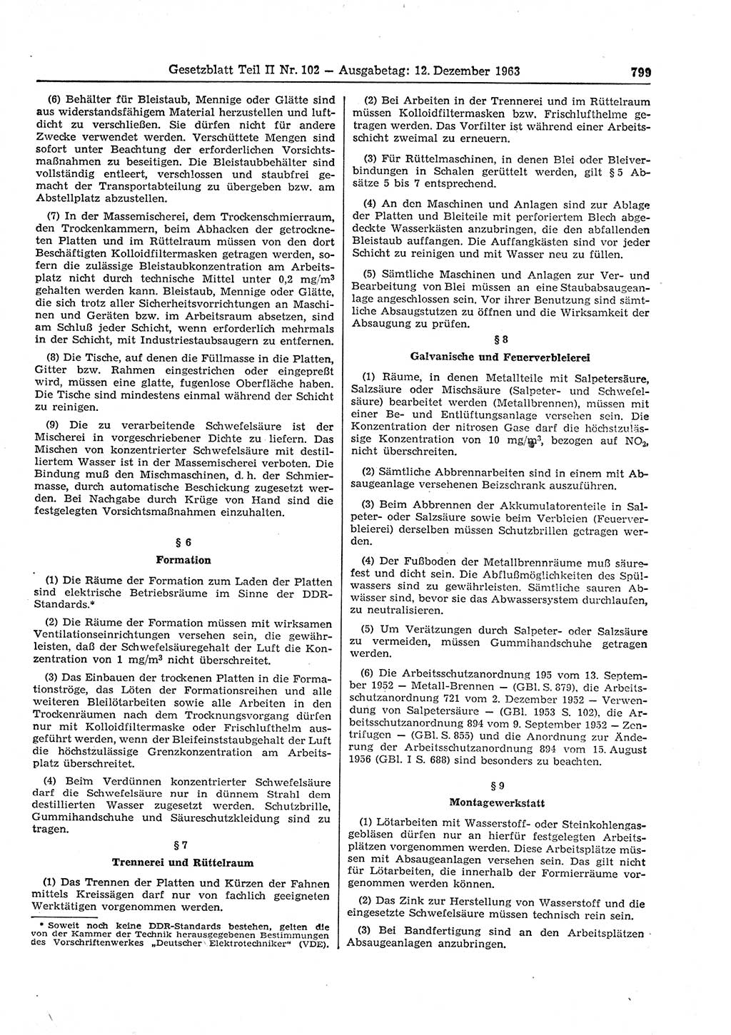 Gesetzblatt (GBl.) der Deutschen Demokratischen Republik (DDR) Teil ⅠⅠ 1963, Seite 799 (GBl. DDR ⅠⅠ 1963, S. 799)