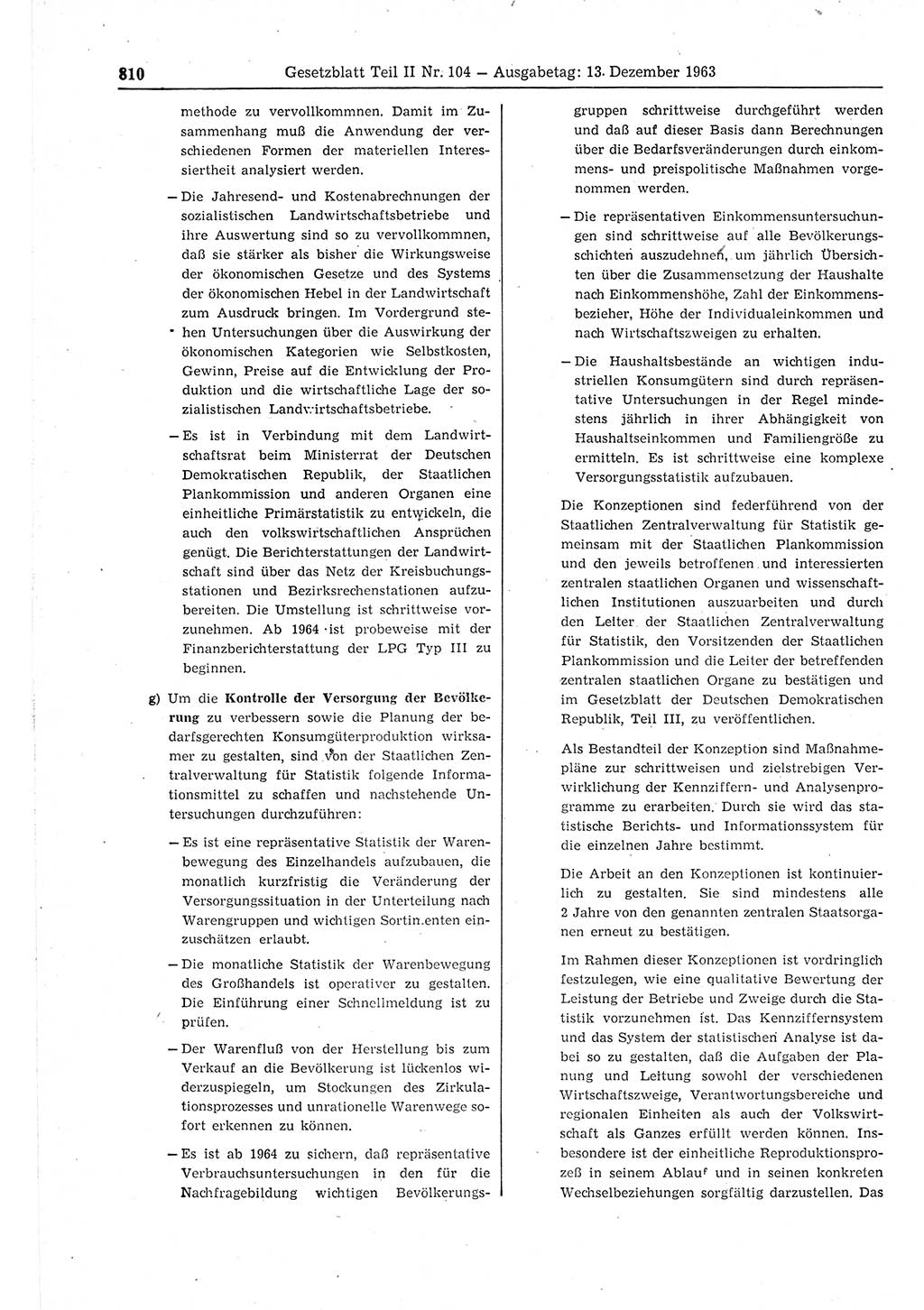 Gesetzblatt (GBl.) der Deutschen Demokratischen Republik (DDR) Teil ⅠⅠ 1963, Seite 810 (GBl. DDR ⅠⅠ 1963, S. 810)