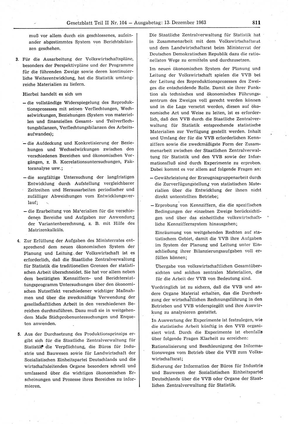 Gesetzblatt (GBl.) der Deutschen Demokratischen Republik (DDR) Teil ⅠⅠ 1963, Seite 811 (GBl. DDR ⅠⅠ 1963, S. 811)
