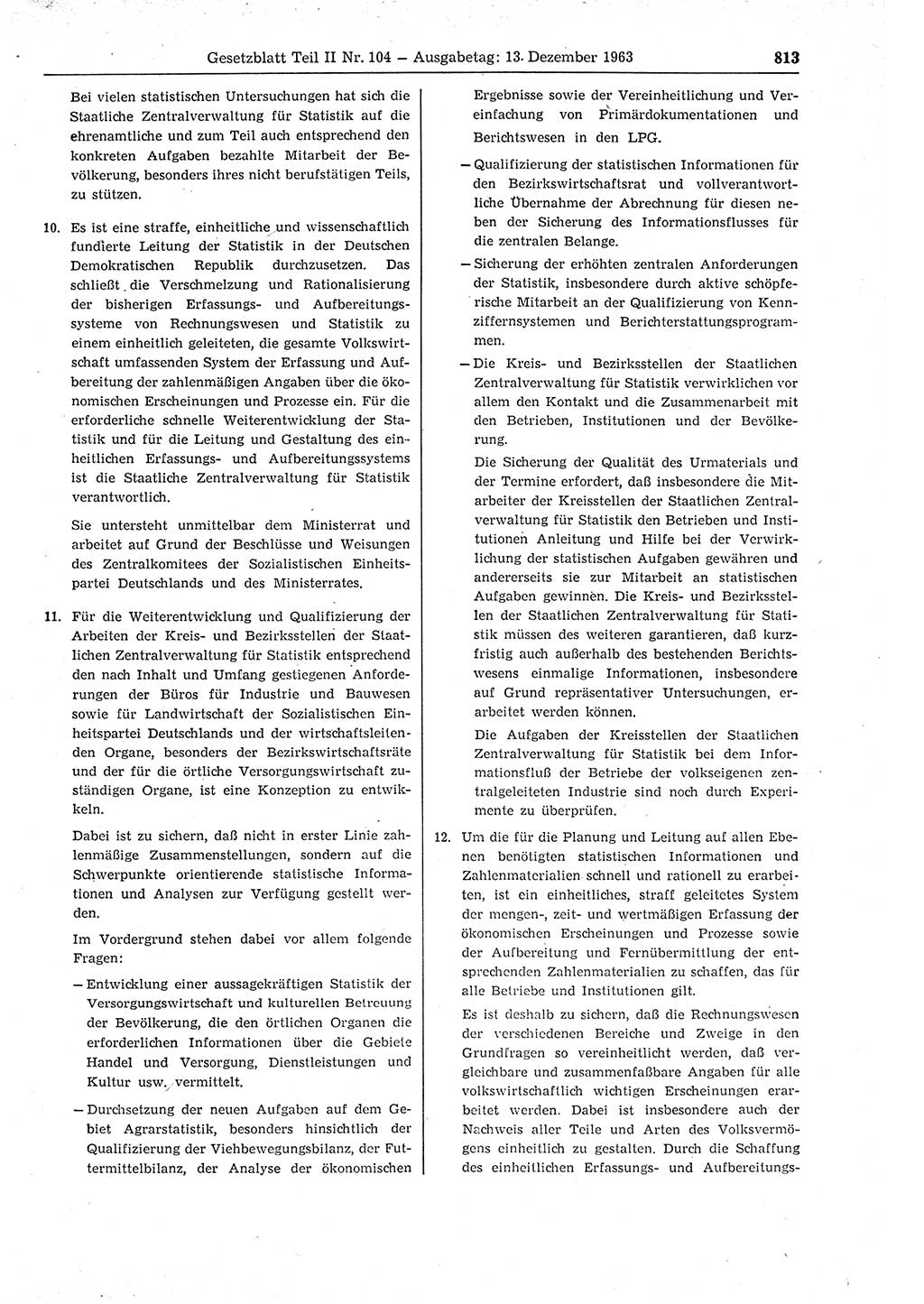 Gesetzblatt (GBl.) der Deutschen Demokratischen Republik (DDR) Teil ⅠⅠ 1963, Seite 813 (GBl. DDR ⅠⅠ 1963, S. 813)