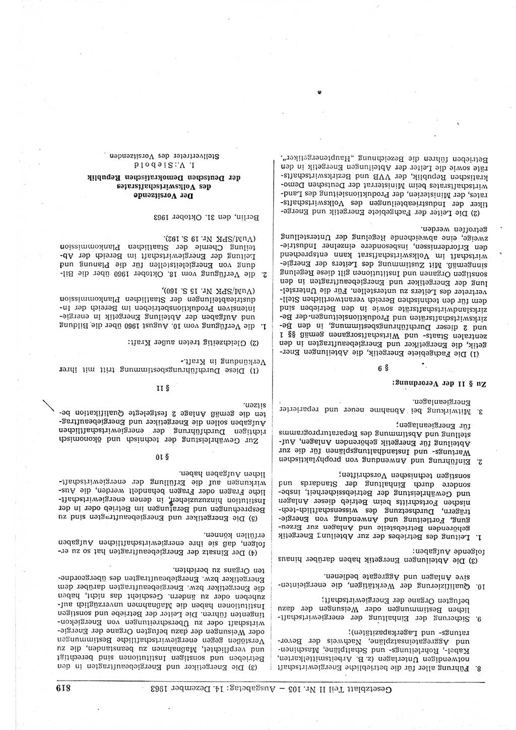 Gesetzblatt (GBl.) der Deutschen Demokratischen Republik (DDR) Teil ⅠⅠ 1963, Seite 820 (GBl. DDR ⅠⅠ 1963, S. 820)