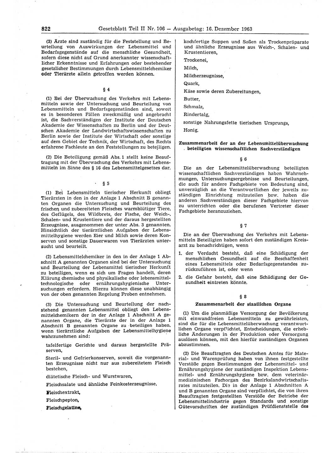 Gesetzblatt (GBl.) der Deutschen Demokratischen Republik (DDR) Teil ⅠⅠ 1963, Seite 822 (GBl. DDR ⅠⅠ 1963, S. 822)