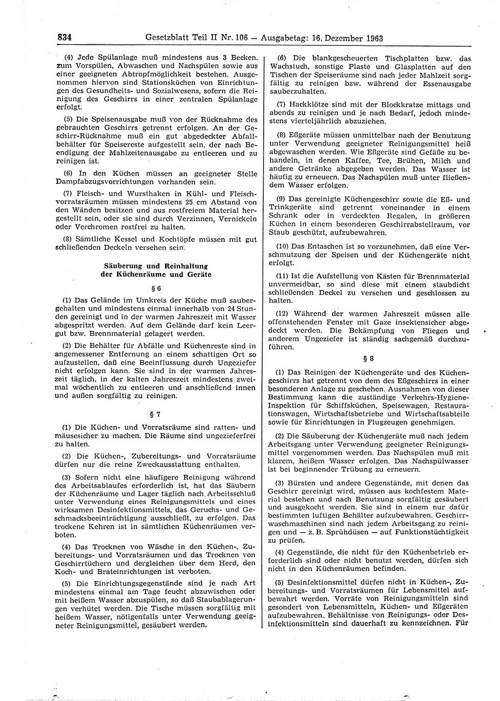 Gesetzblatt (GBl.) der Deutschen Demokratischen Republik (DDR) Teil ⅠⅠ 1963, Seite 834 (GBl. DDR ⅠⅠ 1963, S. 834)