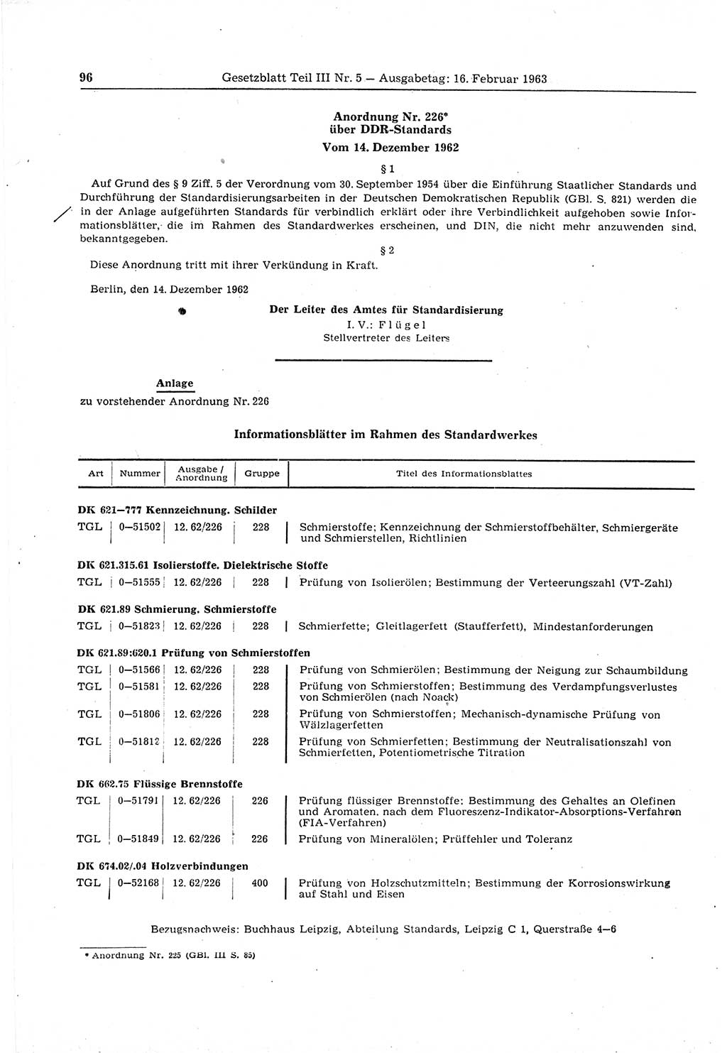 Gesetzblatt (GBl.) der Deutschen Demokratischen Republik (DDR) Teil ⅠⅠⅠ 1963, Seite 96 (GBl. DDR ⅠⅠⅠ 1963, S. 96)