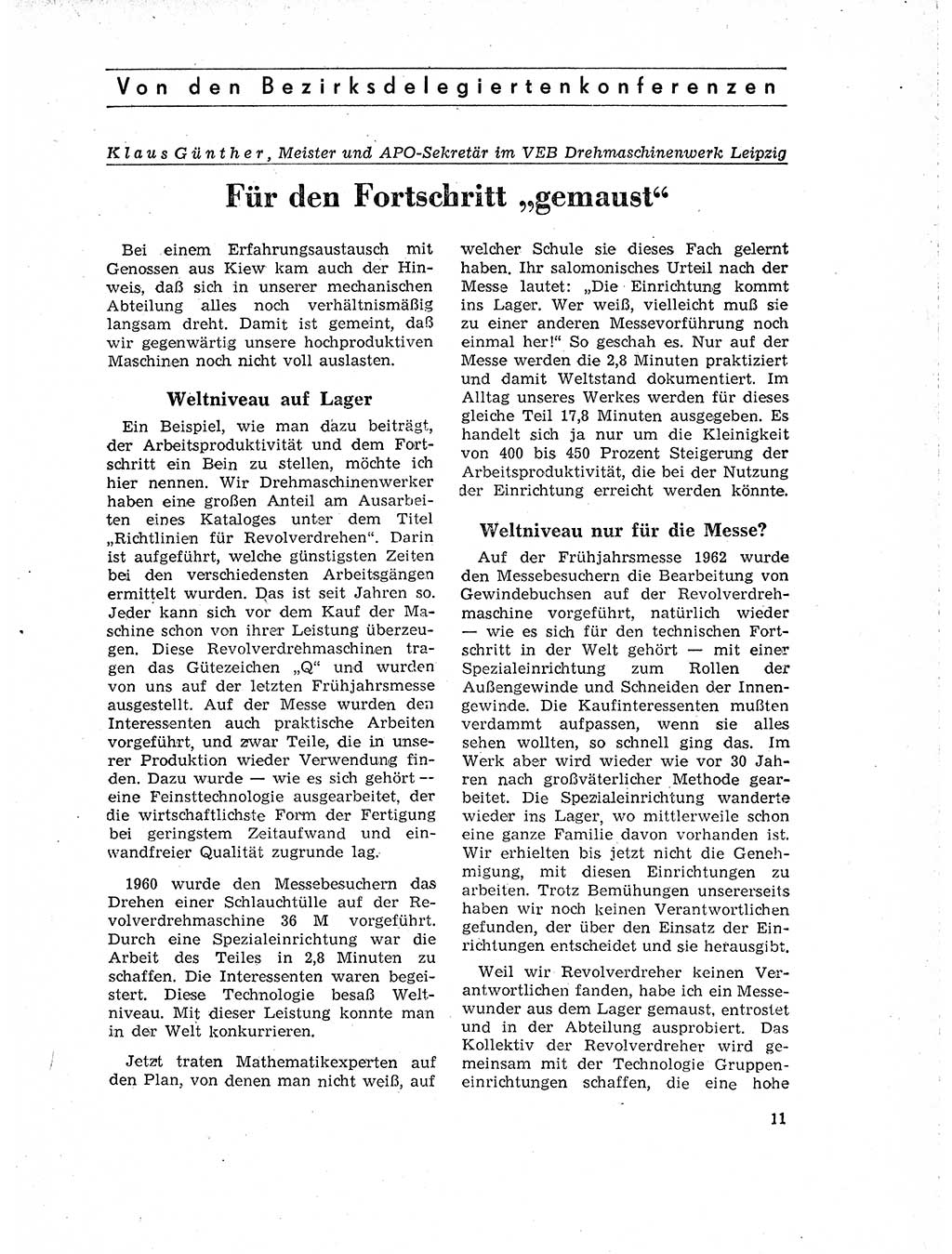 Neuer Weg (NW), Organ des Zentralkomitees (ZK) der SED (Sozialistische Einheitspartei Deutschlands) für Fragen des Parteilebens, 18. Jahrgang [Deutsche Demokratische Republik (DDR)] 1963, Seite 11 (NW ZK SED DDR 1963, S. 11)