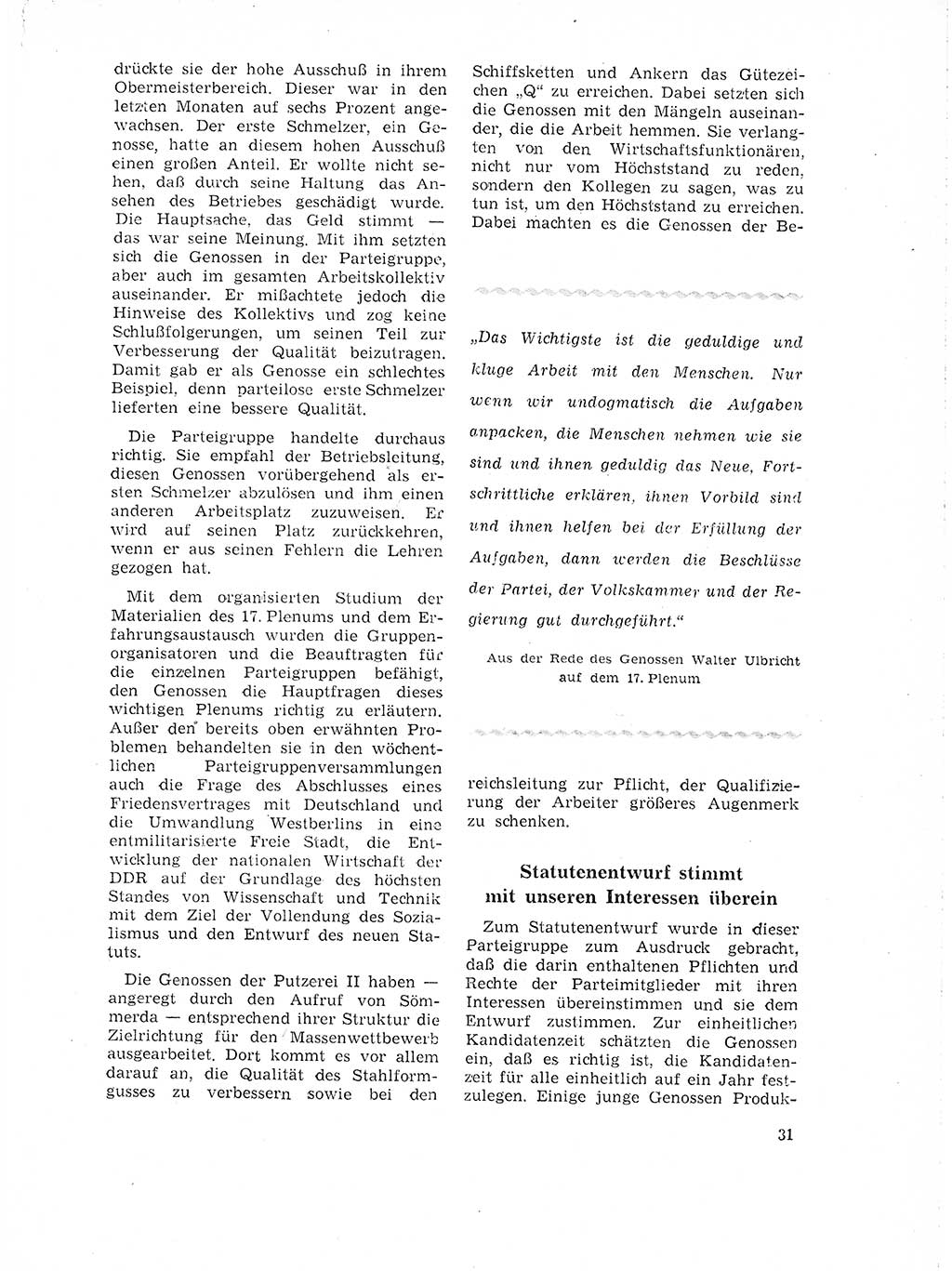 Neuer Weg (NW), Organ des Zentralkomitees (ZK) der SED (Sozialistische Einheitspartei Deutschlands) für Fragen des Parteilebens, 18. Jahrgang [Deutsche Demokratische Republik (DDR)] 1963, Seite 31 (NW ZK SED DDR 1963, S. 31)