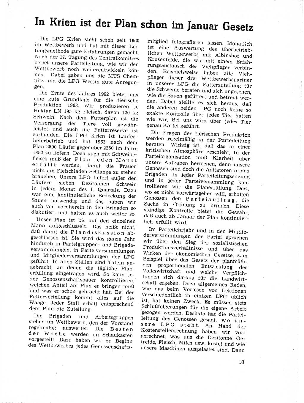 Neuer Weg (NW), Organ des Zentralkomitees (ZK) der SED (Sozialistische Einheitspartei Deutschlands) für Fragen des Parteilebens, 18. Jahrgang [Deutsche Demokratische Republik (DDR)] 1963, Seite 33 (NW ZK SED DDR 1963, S. 33)