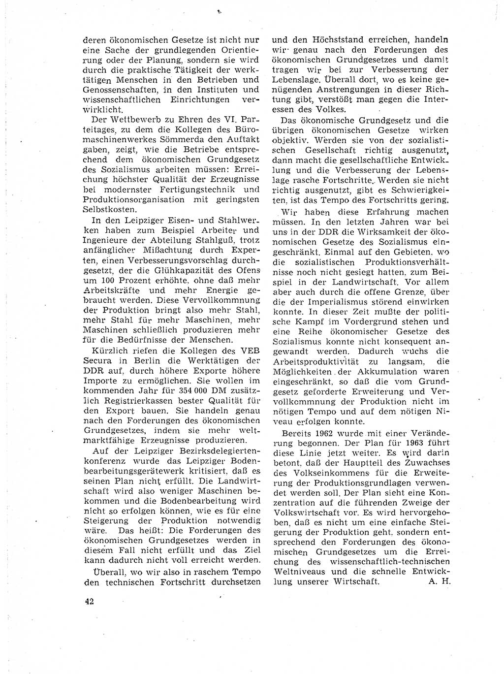 Neuer Weg (NW), Organ des Zentralkomitees (ZK) der SED (Sozialistische Einheitspartei Deutschlands) für Fragen des Parteilebens, 18. Jahrgang [Deutsche Demokratische Republik (DDR)] 1963, Seite 42 (NW ZK SED DDR 1963, S. 42)