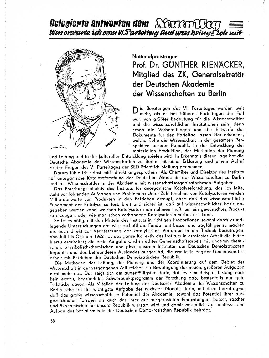 Neuer Weg (NW), Organ des Zentralkomitees (ZK) der SED (Sozialistische Einheitspartei Deutschlands) für Fragen des Parteilebens, 18. Jahrgang [Deutsche Demokratische Republik (DDR)] 1963, Seite 58 (NW ZK SED DDR 1963, S. 58)