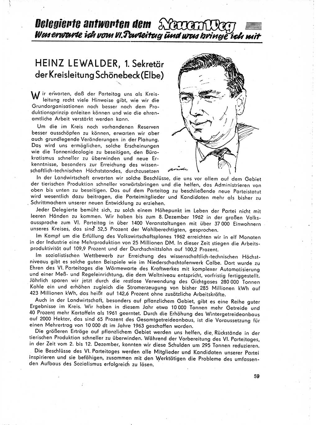 Neuer Weg (NW), Organ des Zentralkomitees (ZK) der SED (Sozialistische Einheitspartei Deutschlands) für Fragen des Parteilebens, 18. Jahrgang [Deutsche Demokratische Republik (DDR)] 1963, Seite 59 (NW ZK SED DDR 1963, S. 59)
