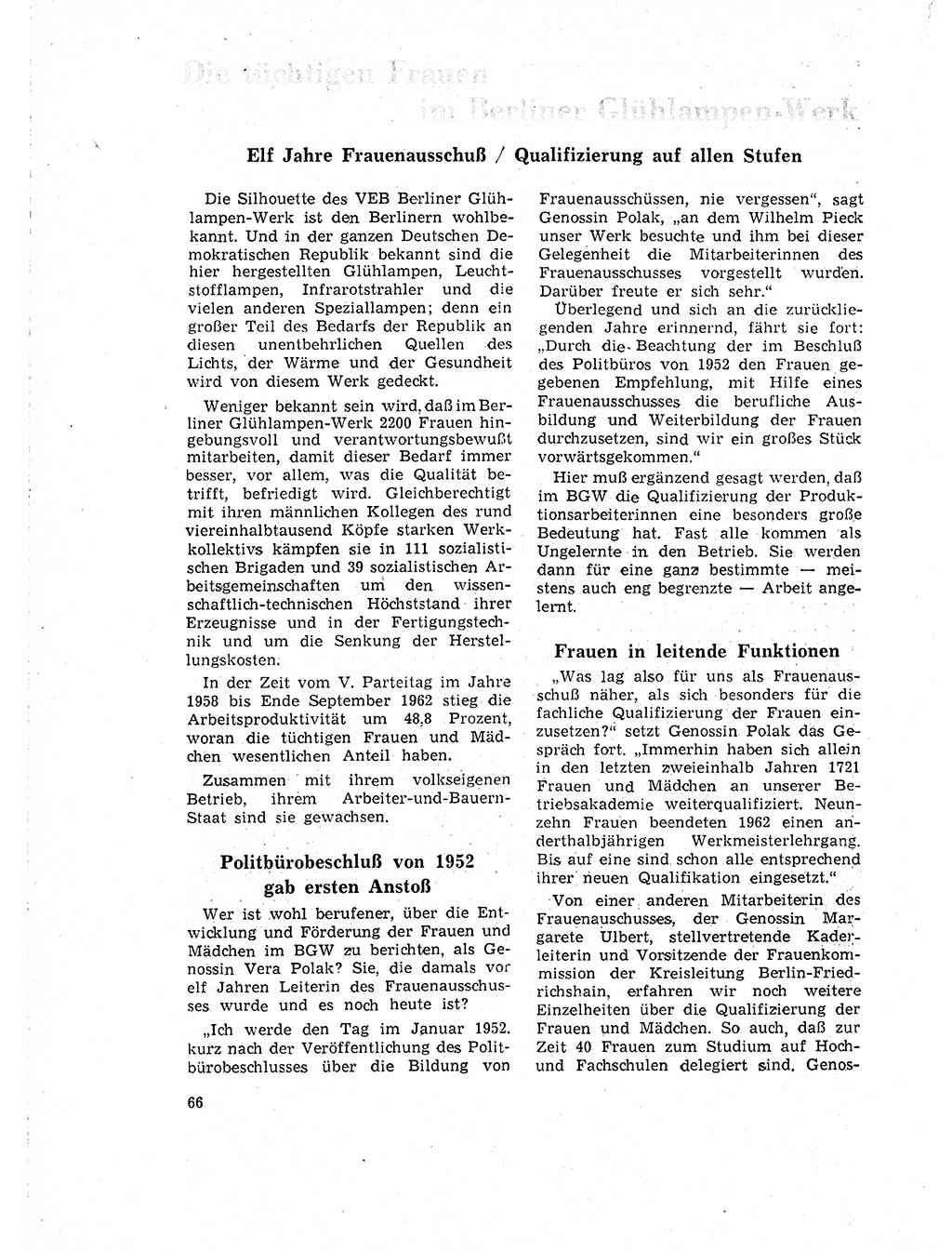 Neuer Weg (NW), Organ des Zentralkomitees (ZK) der SED (Sozialistische Einheitspartei Deutschlands) für Fragen des Parteilebens, 18. Jahrgang [Deutsche Demokratische Republik (DDR)] 1963, Seite 66 (NW ZK SED DDR 1963, S. 66)