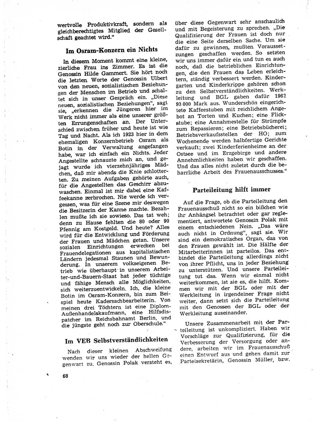 Neuer Weg (NW), Organ des Zentralkomitees (ZK) der SED (Sozialistische Einheitspartei Deutschlands) für Fragen des Parteilebens, 18. Jahrgang [Deutsche Demokratische Republik (DDR)] 1963, Seite 68 (NW ZK SED DDR 1963, S. 68)