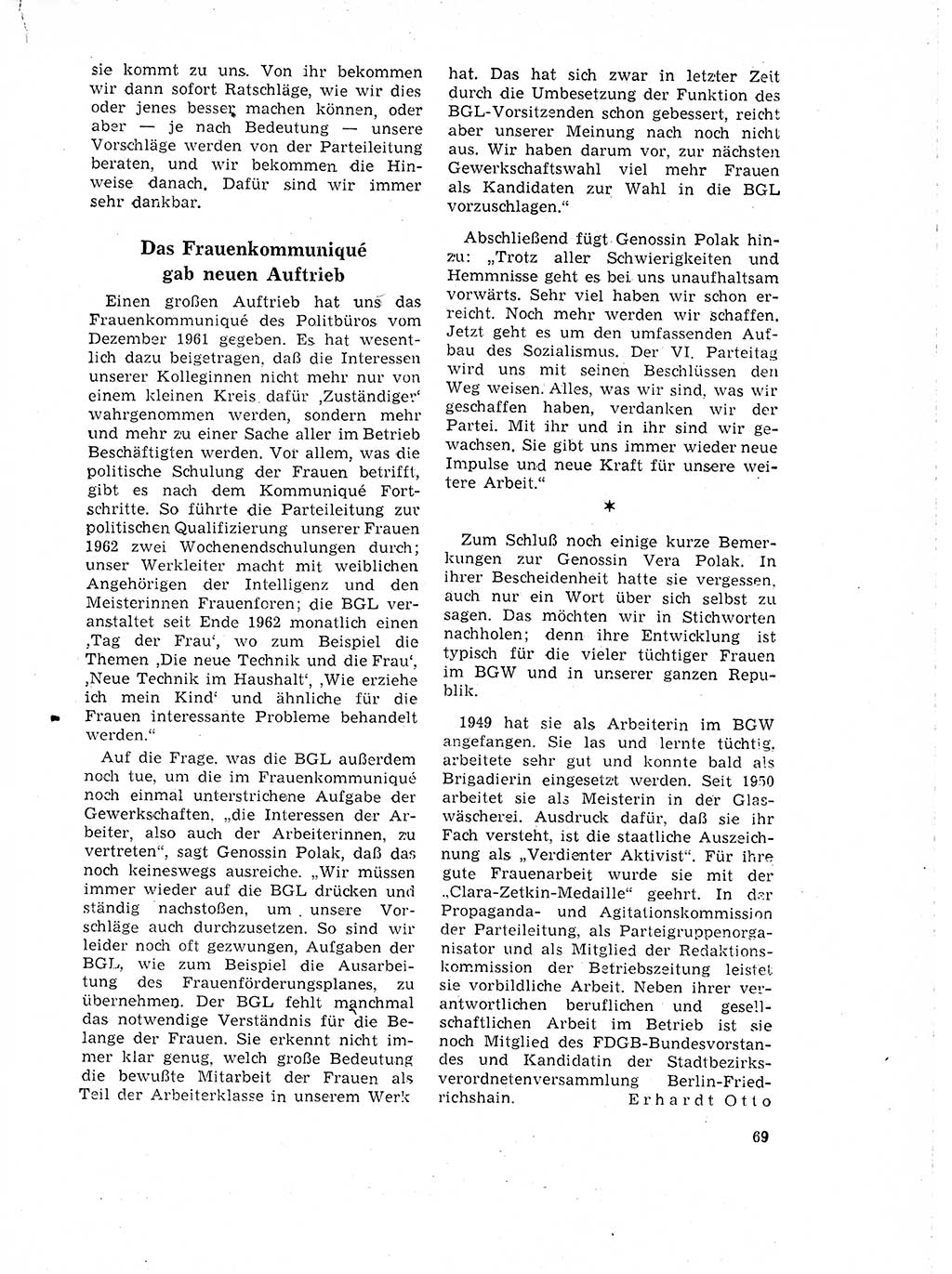 Neuer Weg (NW), Organ des Zentralkomitees (ZK) der SED (Sozialistische Einheitspartei Deutschlands) für Fragen des Parteilebens, 18. Jahrgang [Deutsche Demokratische Republik (DDR)] 1963, Seite 69 (NW ZK SED DDR 1963, S. 69)