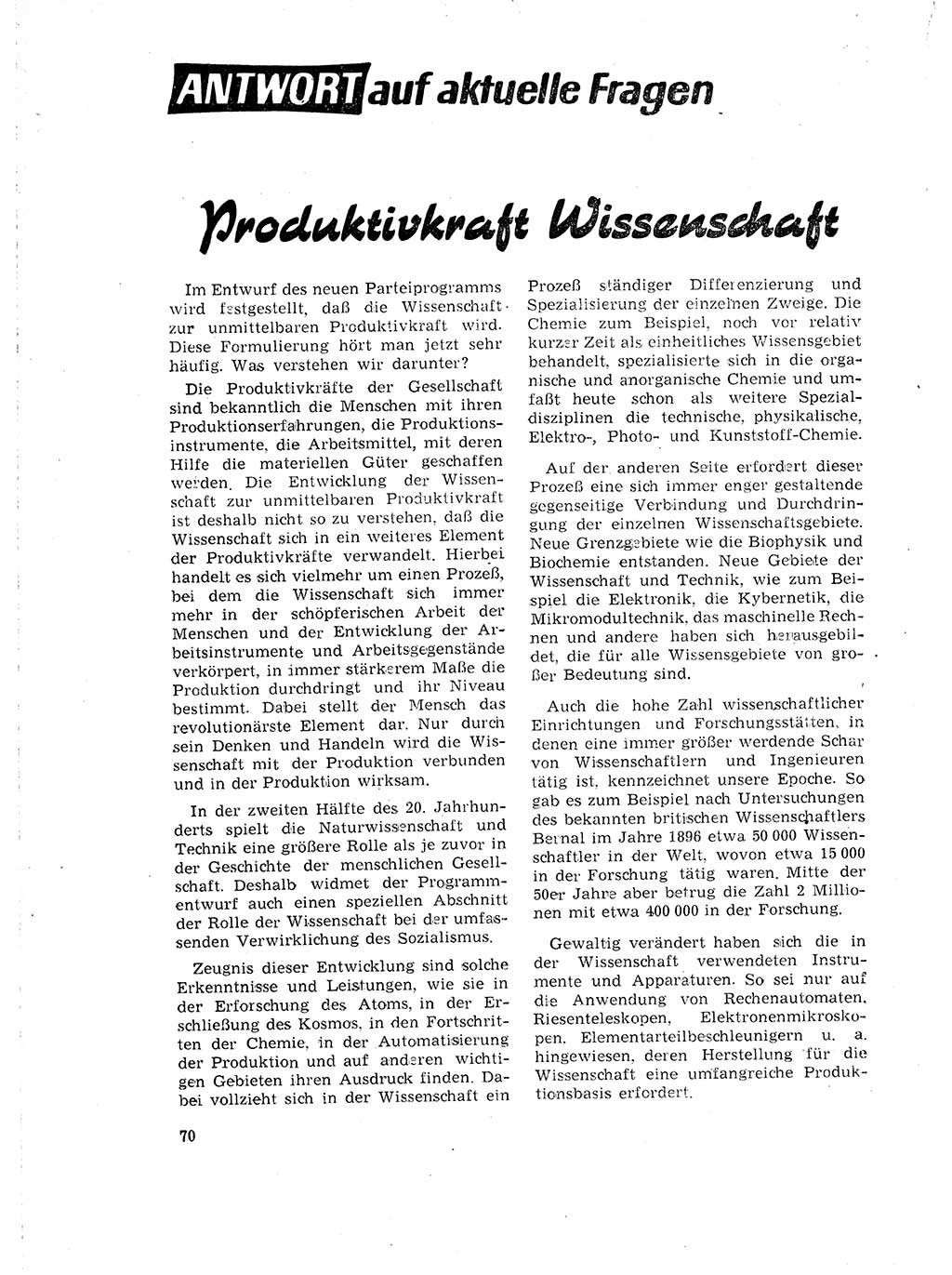 Neuer Weg (NW), Organ des Zentralkomitees (ZK) der SED (Sozialistische Einheitspartei Deutschlands) für Fragen des Parteilebens, 18. Jahrgang [Deutsche Demokratische Republik (DDR)] 1963, Seite 70 (NW ZK SED DDR 1963, S. 70)