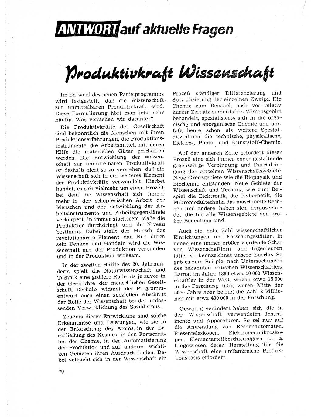 Neuer Weg (NW), Organ des Zentralkomitees (ZK) der SED (Sozialistische Einheitspartei Deutschlands) für Fragen des Parteilebens, 18. Jahrgang [Deutsche Demokratische Republik (DDR)] 1963, Seite 70 (NW ZK SED DDR 1963, S. 70)