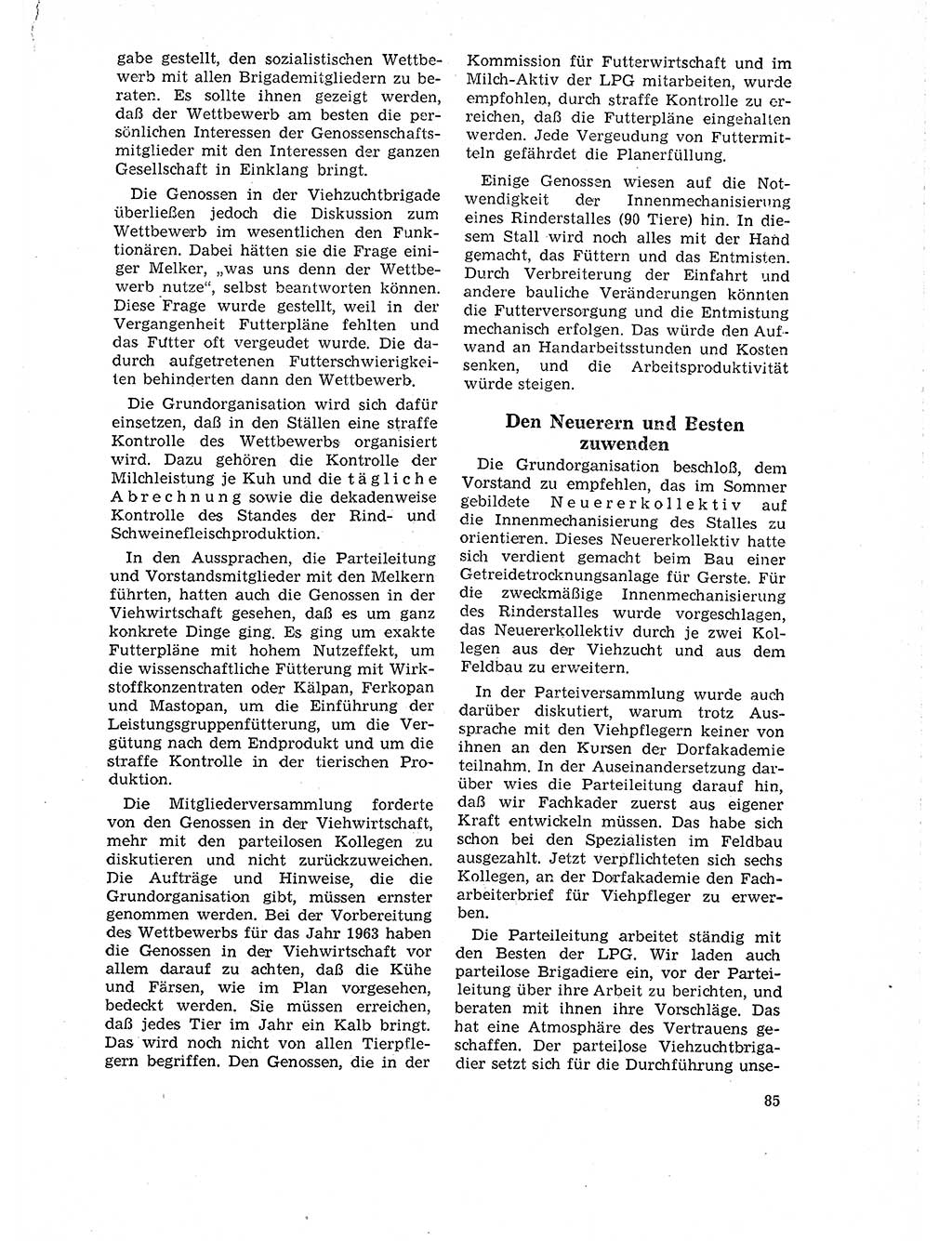 Neuer Weg (NW), Organ des Zentralkomitees (ZK) der SED (Sozialistische Einheitspartei Deutschlands) für Fragen des Parteilebens, 18. Jahrgang [Deutsche Demokratische Republik (DDR)] 1963, Seite 85 (NW ZK SED DDR 1963, S. 85)