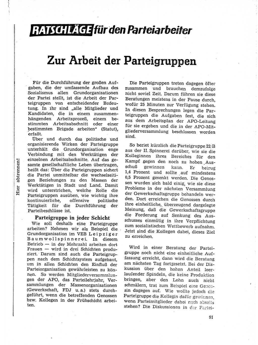 Neuer Weg (NW), Organ des Zentralkomitees (ZK) der SED (Sozialistische Einheitspartei Deutschlands) für Fragen des Parteilebens, 18. Jahrgang [Deutsche Demokratische Republik (DDR)] 1963, Seite 91 (NW ZK SED DDR 1963, S. 91)