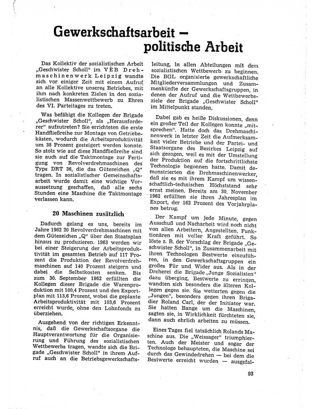 Neuer Weg (NW), Organ des Zentralkomitees (ZK) der SED (Sozialistische Einheitspartei Deutschlands) für Fragen des Parteilebens, 18. Jahrgang [Deutsche Demokratische Republik (DDR)] 1963, Seite 93 (NW ZK SED DDR 1963, S. 93)