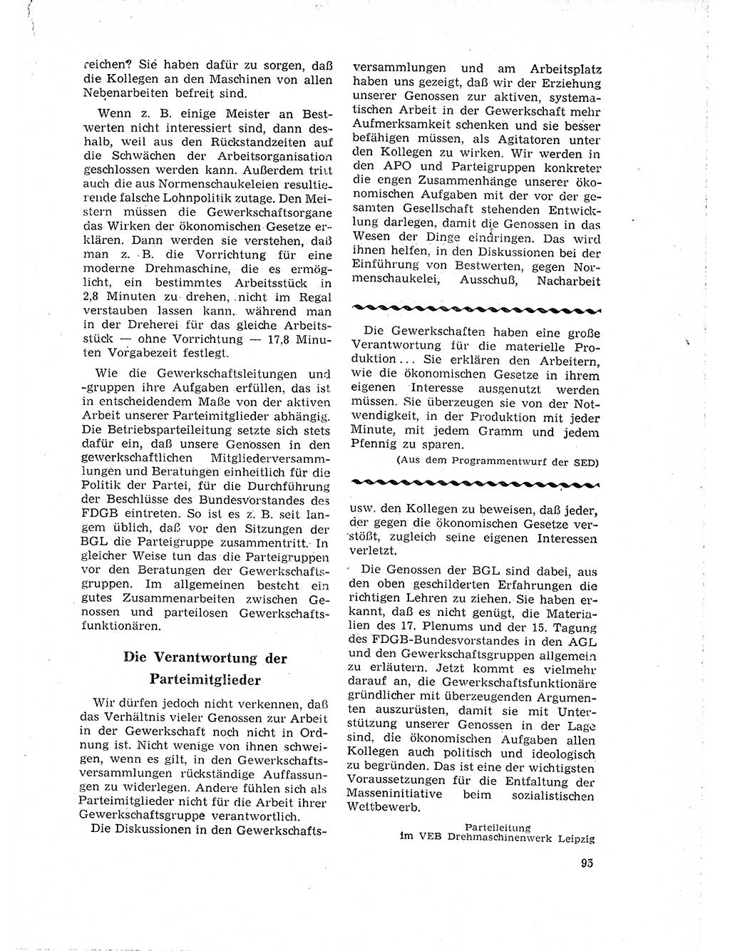 Neuer Weg (NW), Organ des Zentralkomitees (ZK) der SED (Sozialistische Einheitspartei Deutschlands) für Fragen des Parteilebens, 18. Jahrgang [Deutsche Demokratische Republik (DDR)] 1963, Seite 95 (NW ZK SED DDR 1963, S. 95)