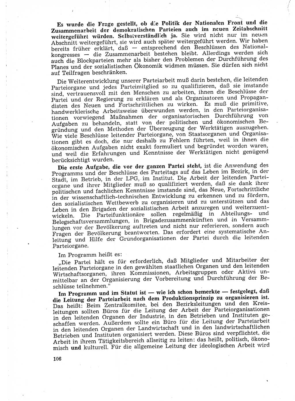 Neuer Weg (NW), Organ des Zentralkomitees (ZK) der SED (Sozialistische Einheitspartei Deutschlands) für Fragen des Parteilebens, 18. Jahrgang [Deutsche Demokratische Republik (DDR)] 1963, Seite 106 (NW ZK SED DDR 1963, S. 106)