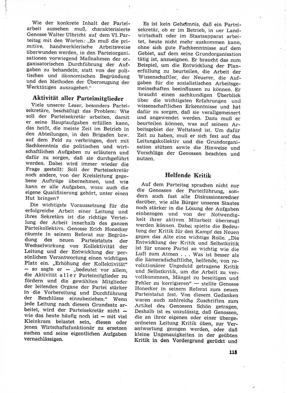 Neuer Weg (NW), Organ des Zentralkomitees (ZK) der SED (Sozialistische Einheitspartei Deutschlands) für Fragen des Parteilebens, 18. Jahrgang [Deutsche Demokratische Republik (DDR)] 1963, Seite 115 (NW ZK SED DDR 1963, S. 115)