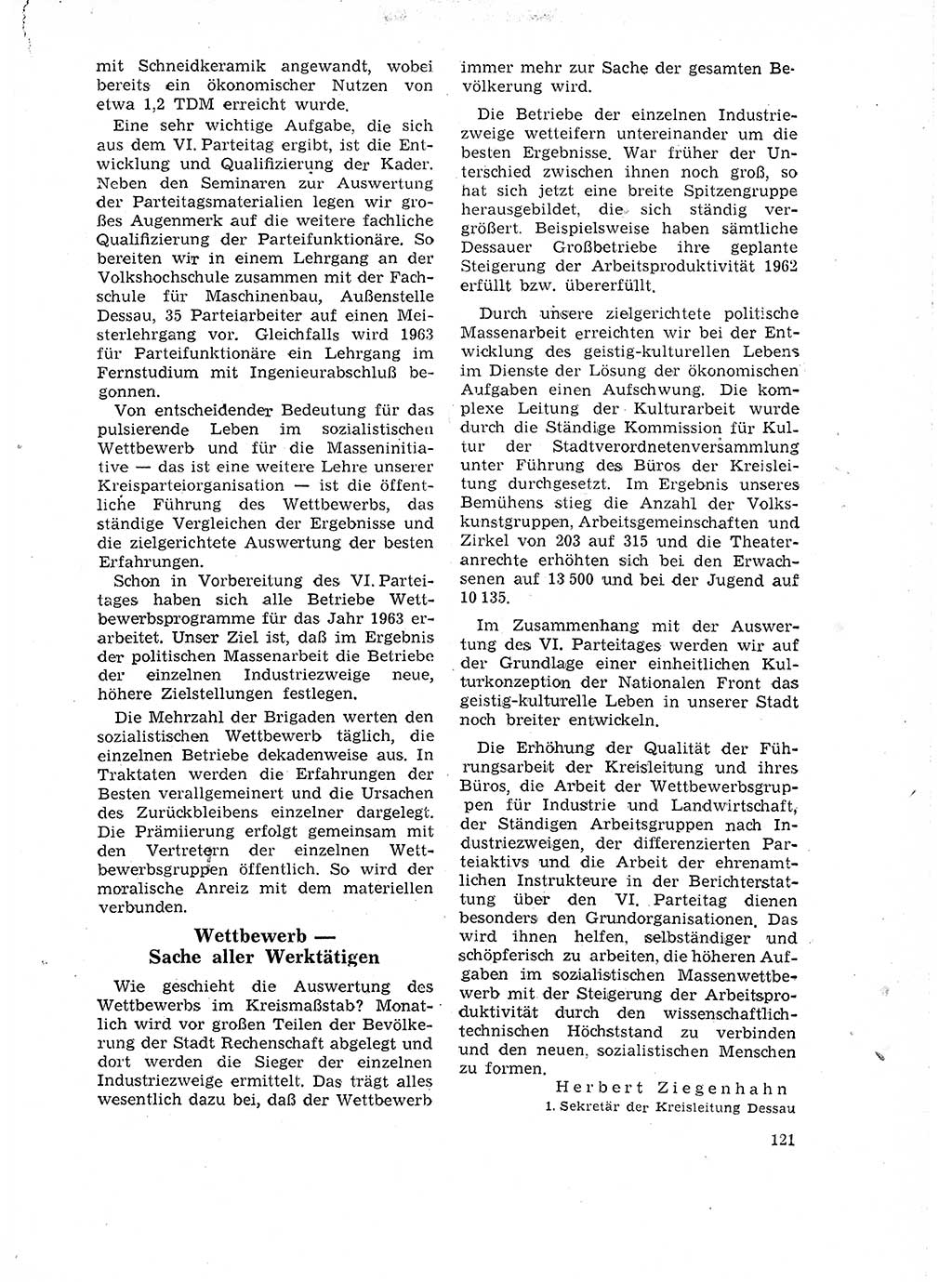 Neuer Weg (NW), Organ des Zentralkomitees (ZK) der SED (Sozialistische Einheitspartei Deutschlands) für Fragen des Parteilebens, 18. Jahrgang [Deutsche Demokratische Republik (DDR)] 1963, Seite 121 (NW ZK SED DDR 1963, S. 121)