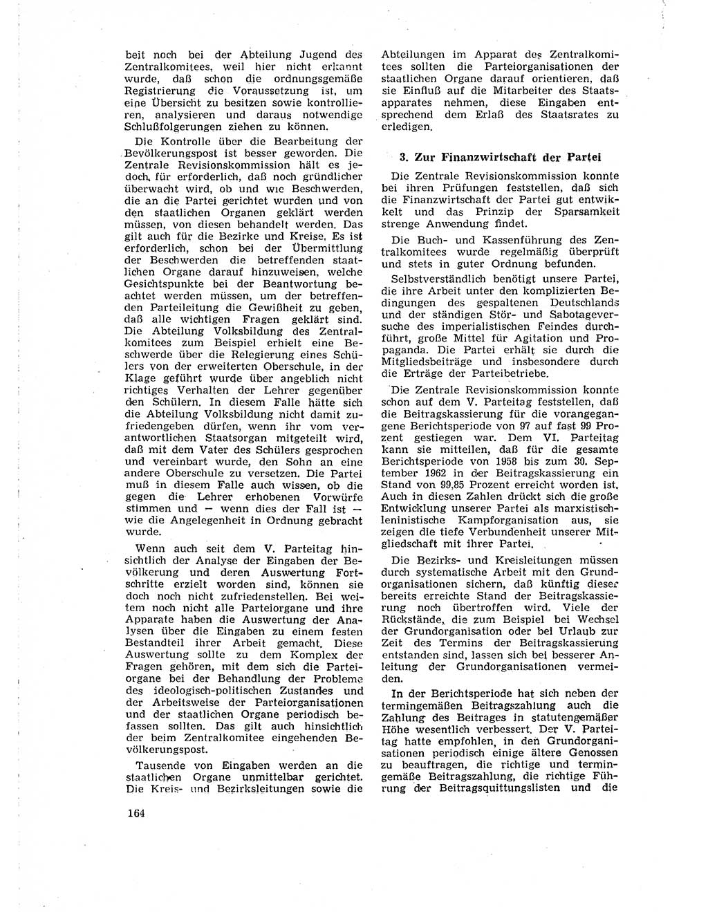 Neuer Weg (NW), Organ des Zentralkomitees (ZK) der SED (Sozialistische Einheitspartei Deutschlands) für Fragen des Parteilebens, 18. Jahrgang [Deutsche Demokratische Republik (DDR)] 1963, Seite 164 (NW ZK SED DDR 1963, S. 164)