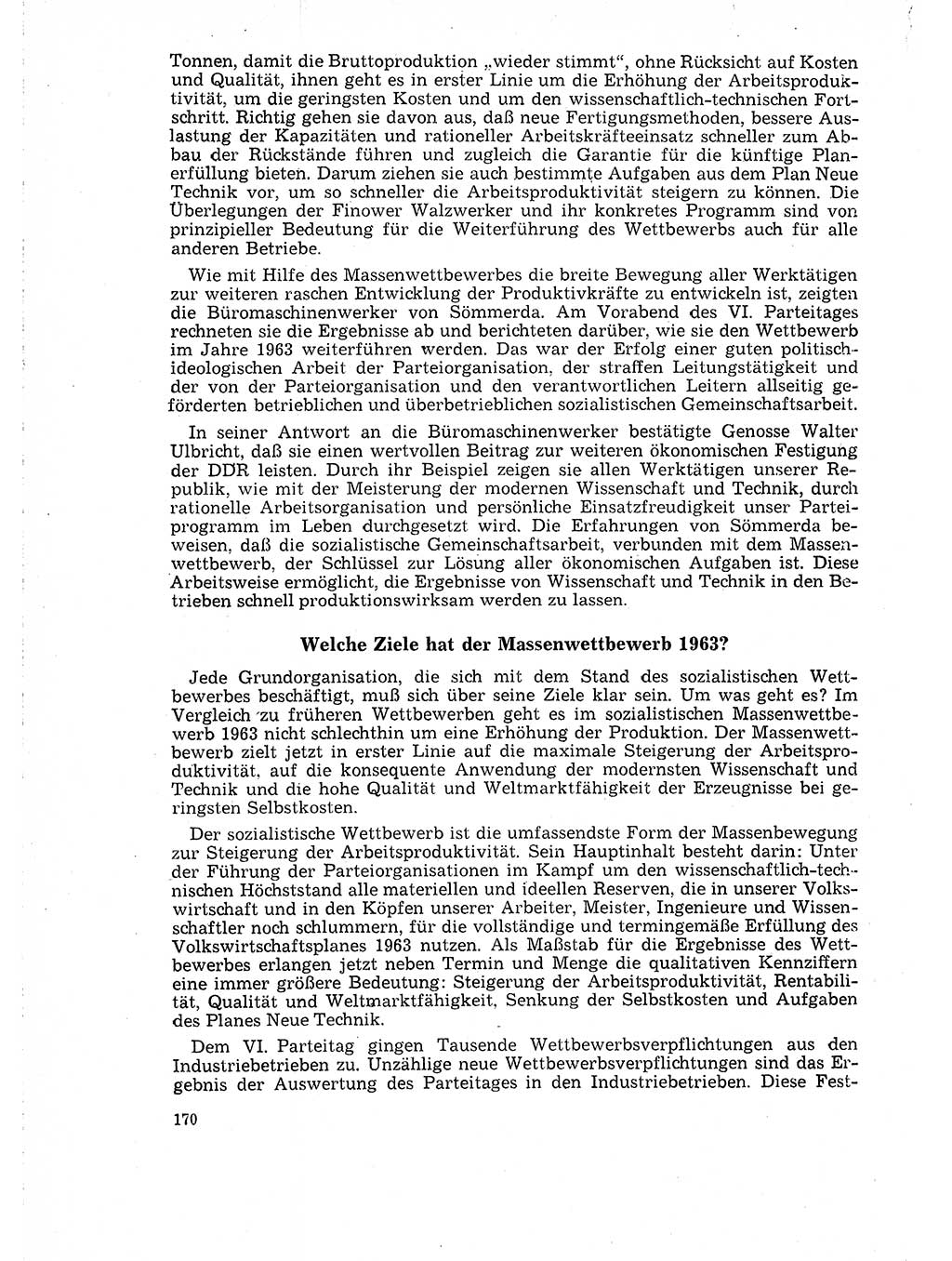 Neuer Weg (NW), Organ des Zentralkomitees (ZK) der SED (Sozialistische Einheitspartei Deutschlands) für Fragen des Parteilebens, 18. Jahrgang [Deutsche Demokratische Republik (DDR)] 1963, Seite 170 (NW ZK SED DDR 1963, S. 170)