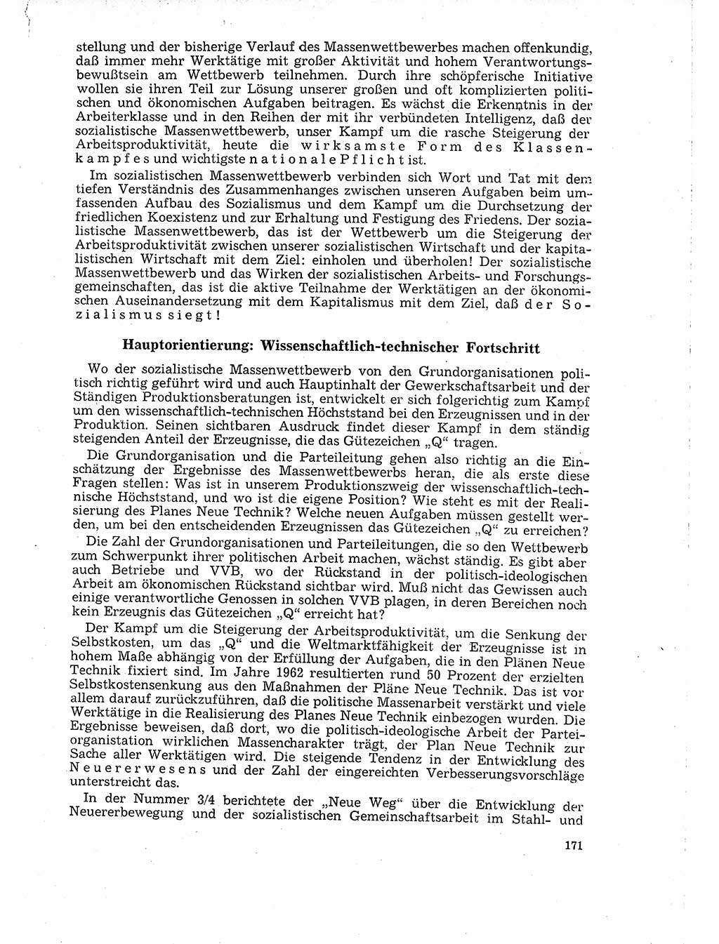 Neuer Weg (NW), Organ des Zentralkomitees (ZK) der SED (Sozialistische Einheitspartei Deutschlands) für Fragen des Parteilebens, 18. Jahrgang [Deutsche Demokratische Republik (DDR)] 1963, Seite 171 (NW ZK SED DDR 1963, S. 171)